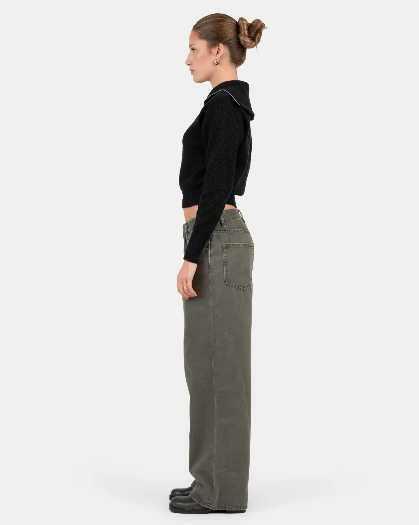 Baggy Denim Jeans Khaki Green