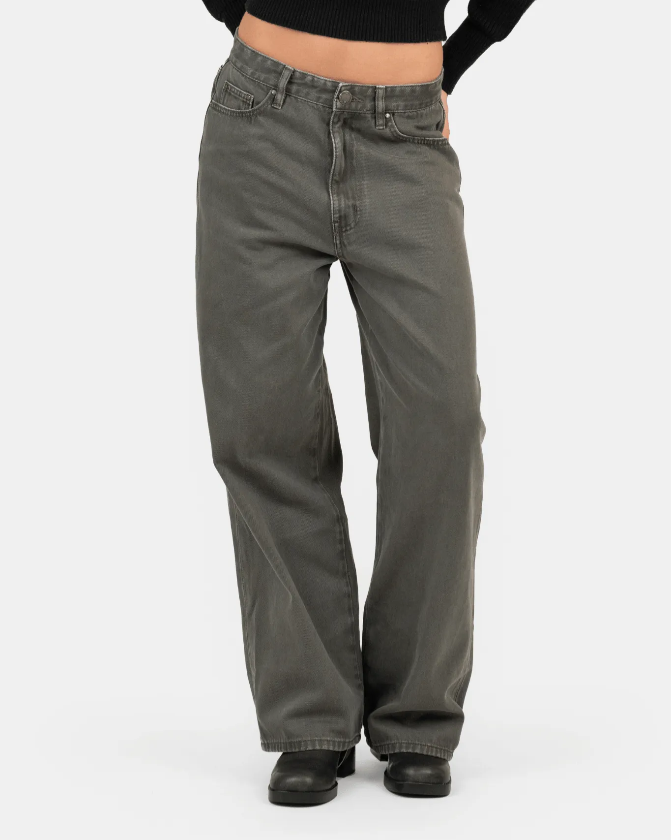Baggy Denim Jeans Khaki Green