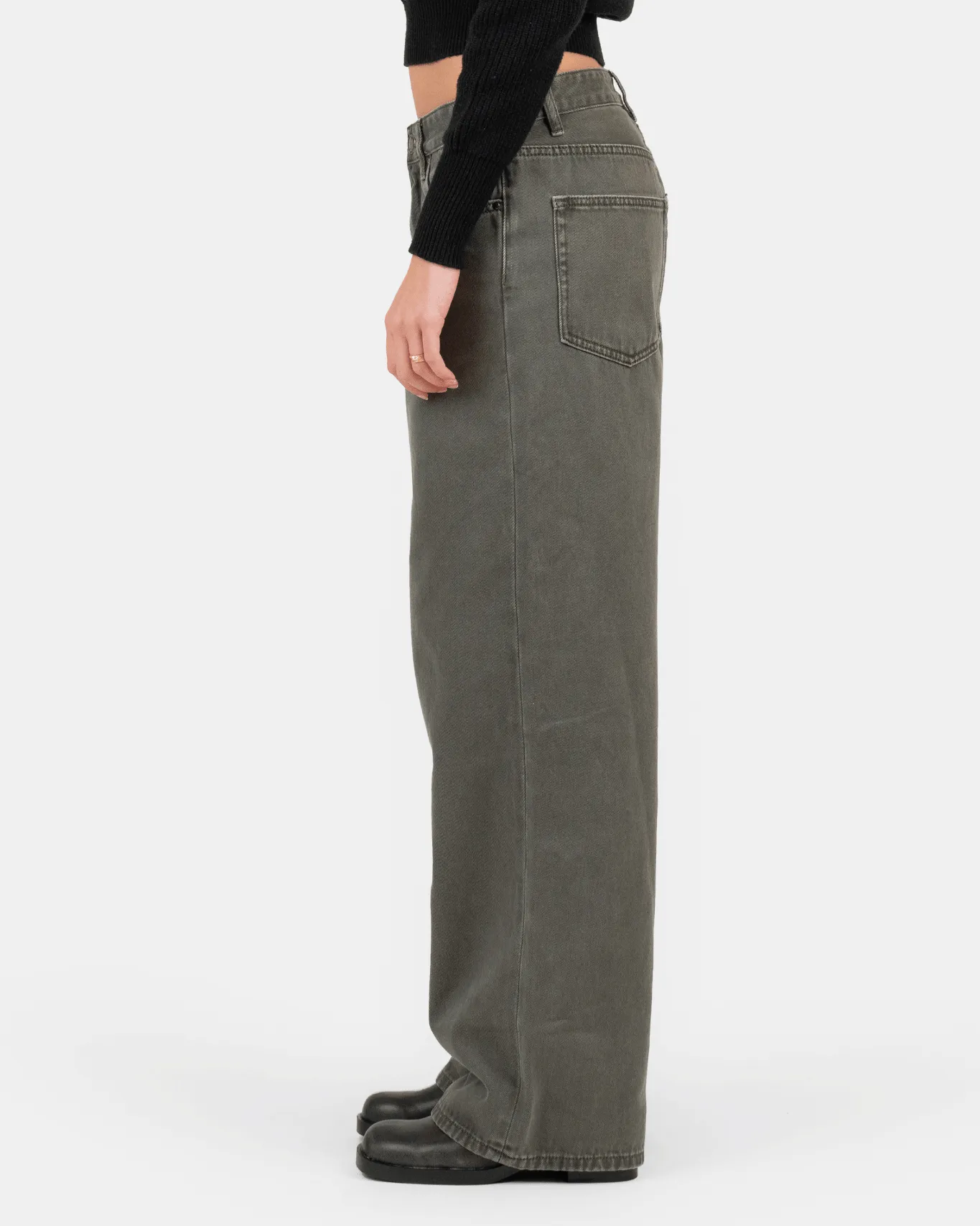 Baggy Denim Jeans Khaki Green