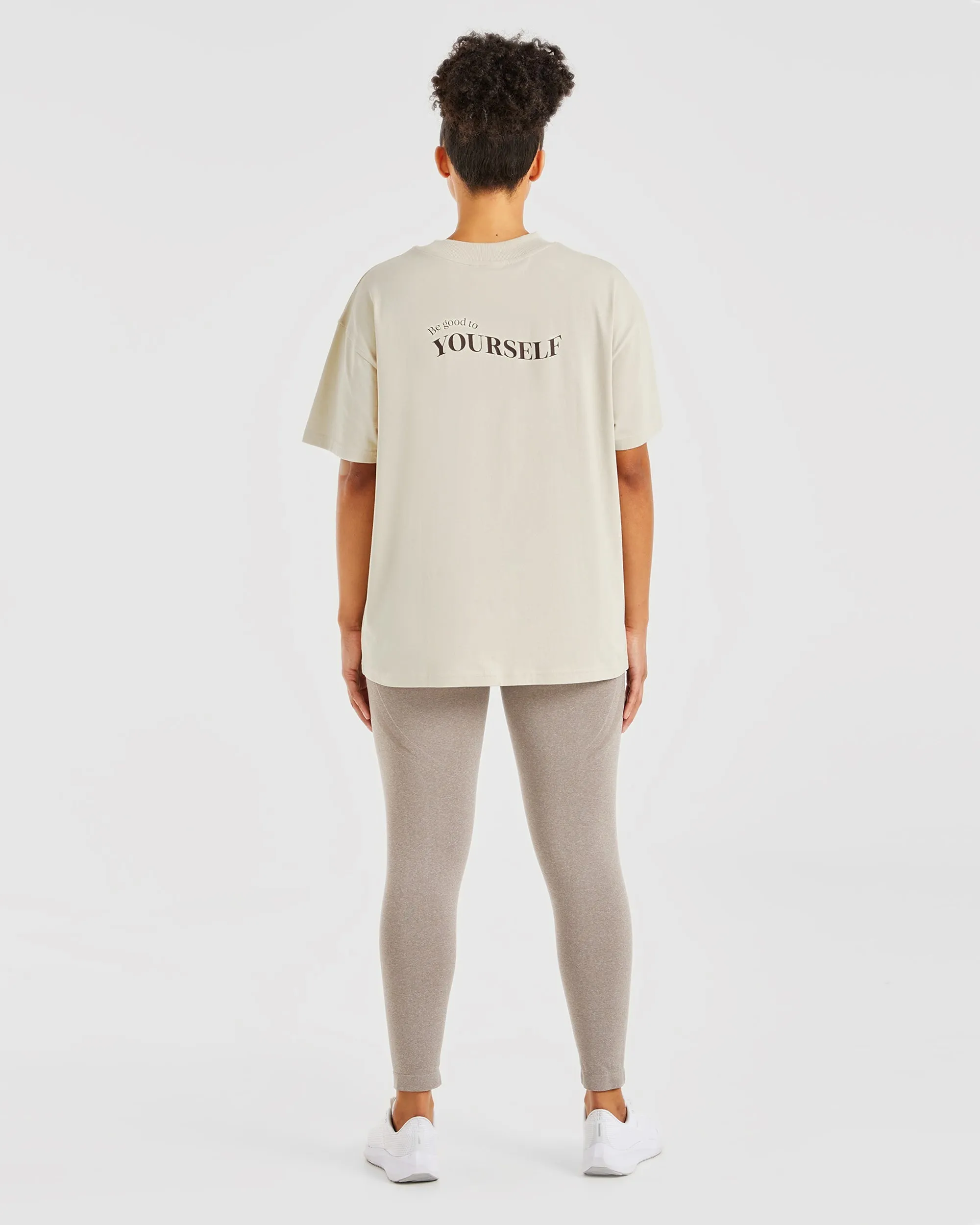Be Good To Yourself Oversized T Shirt - Beige/Brown
