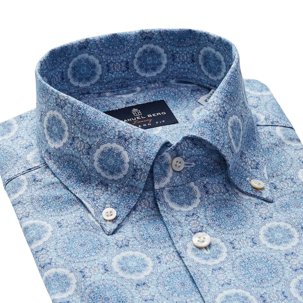 BELLAGIO LARGE MANDALA PRINT SHIRT - MEDIUM BLUE
