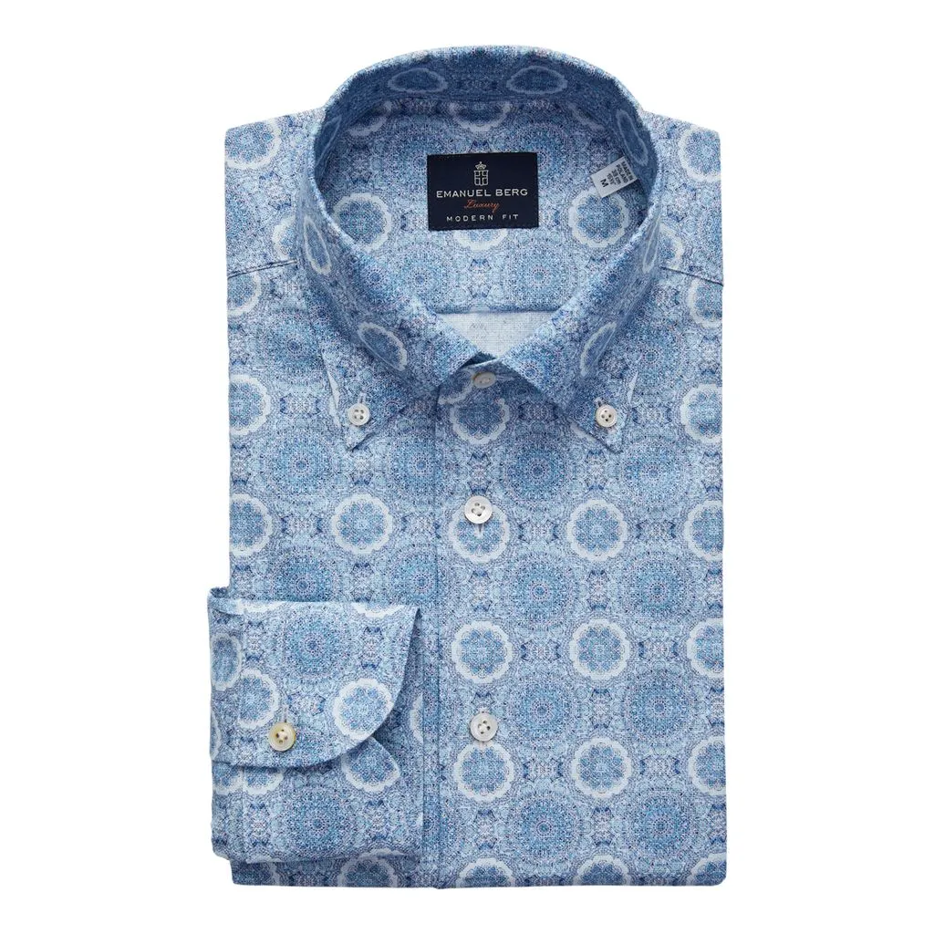 BELLAGIO LARGE MANDALA PRINT SHIRT - MEDIUM BLUE