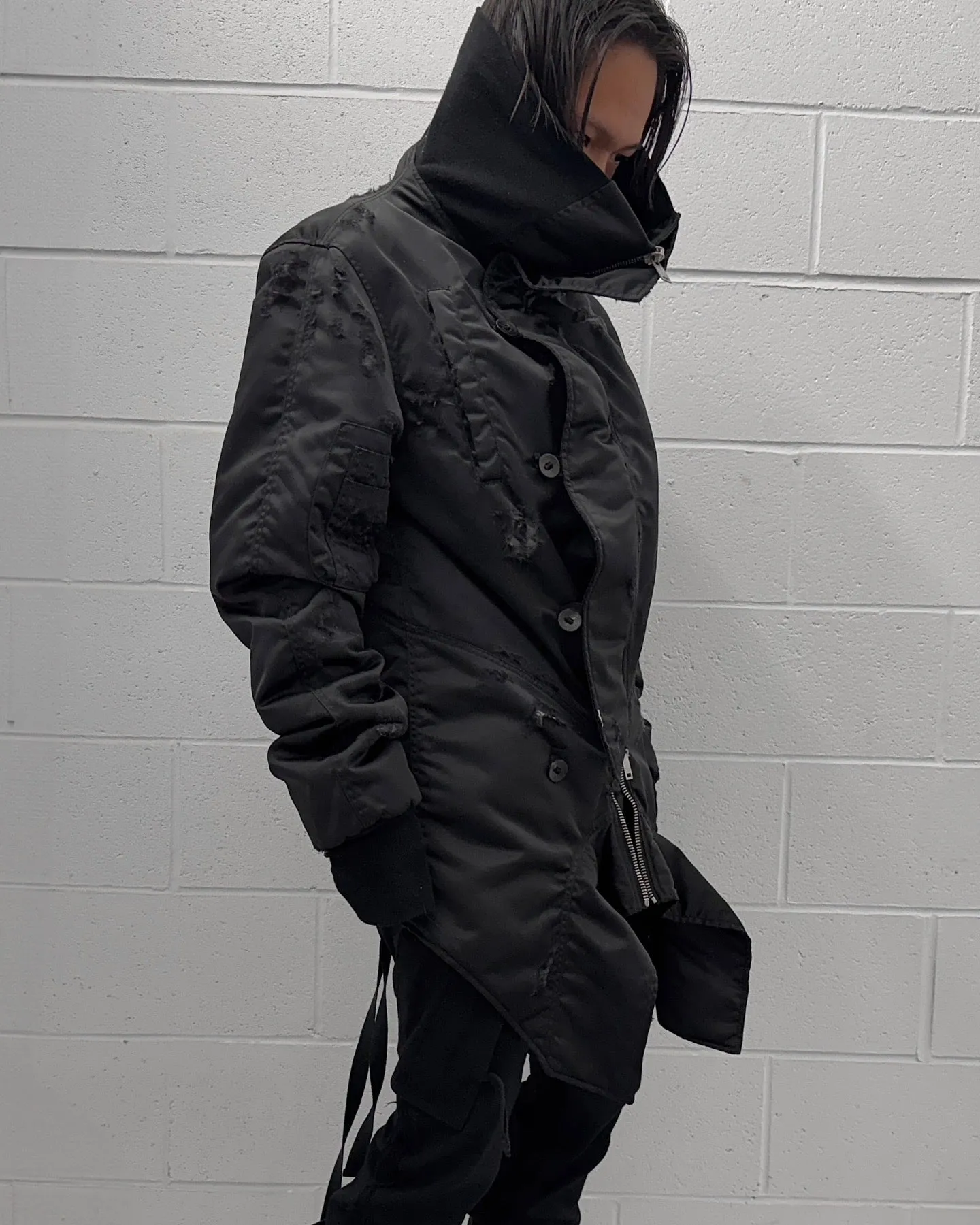 BEN TAVERNITI™ UNRAVEL PROJECT SS18 Two-way Reconstructed Upside-down Bomber Jacket