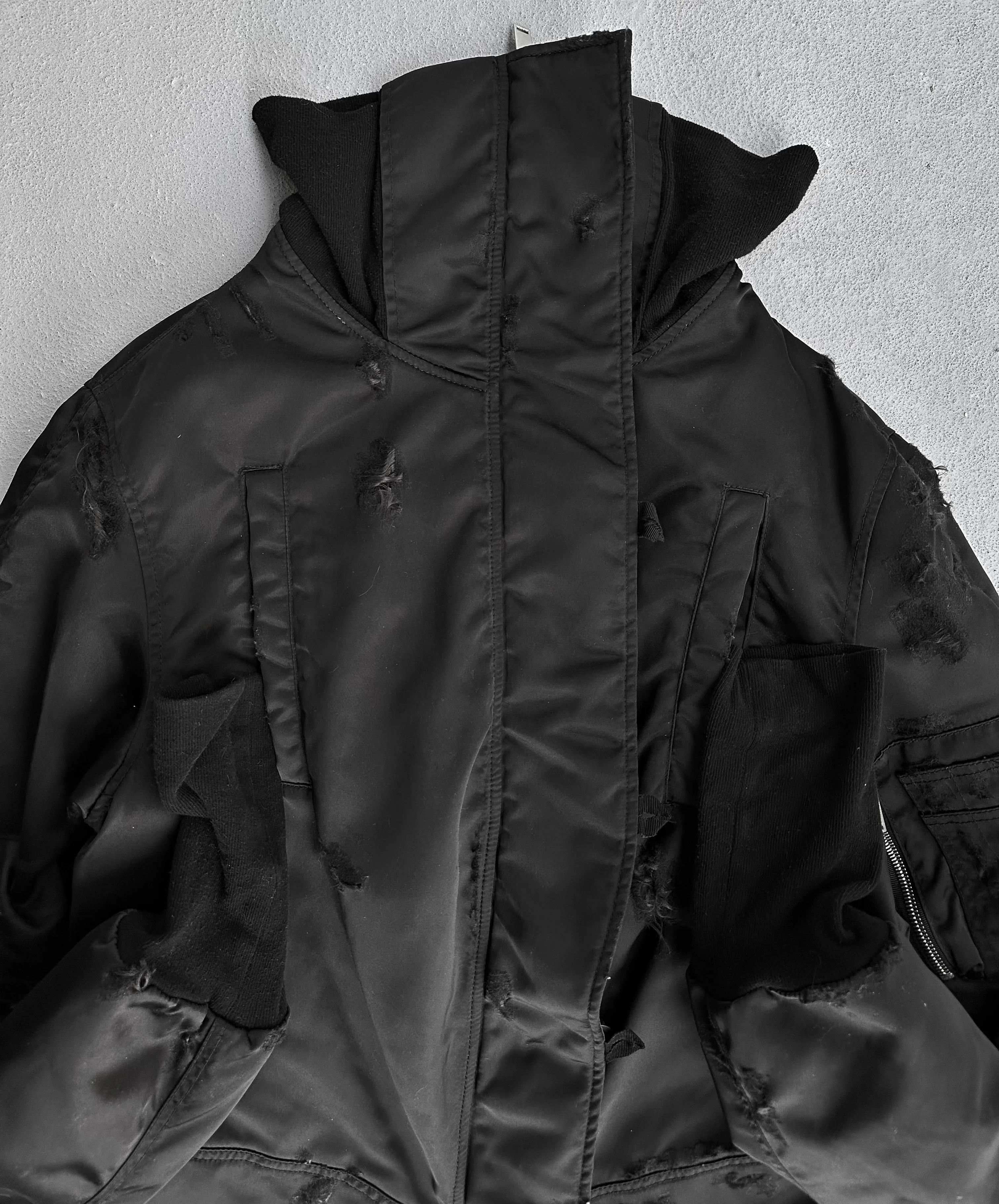 BEN TAVERNITI™ UNRAVEL PROJECT SS18 Two-way Reconstructed Upside-down Bomber Jacket