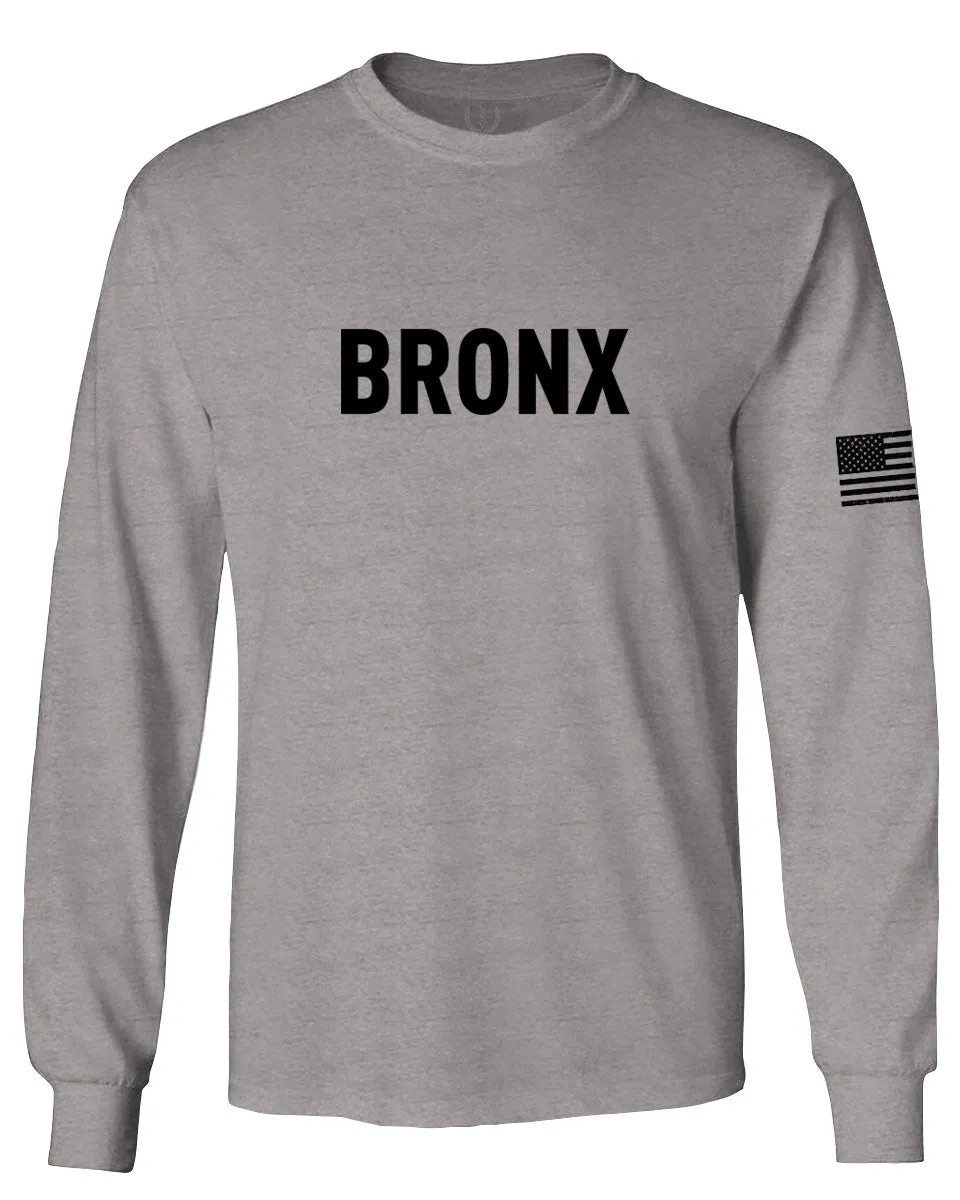 Black Fonts New York Bronx NYC Cool City Street wear mens Long sleeve t shirt