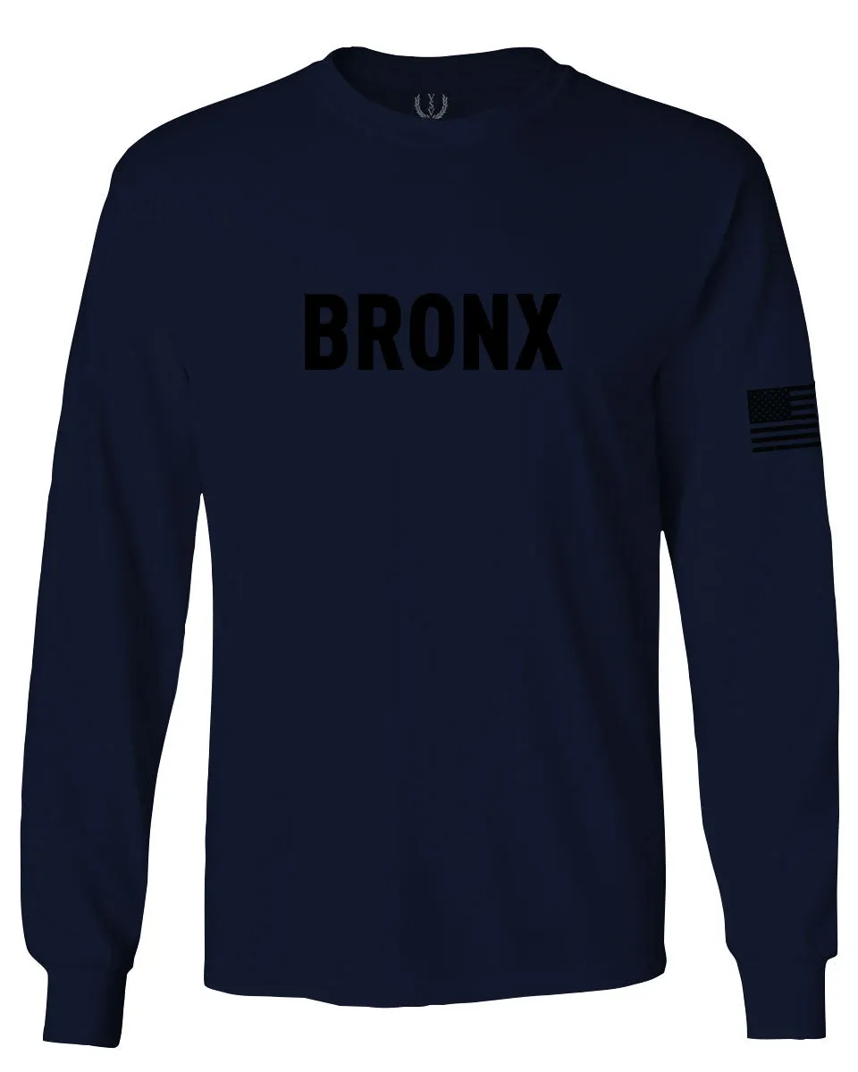 Black Fonts New York Bronx NYC Cool City Street wear mens Long sleeve t shirt