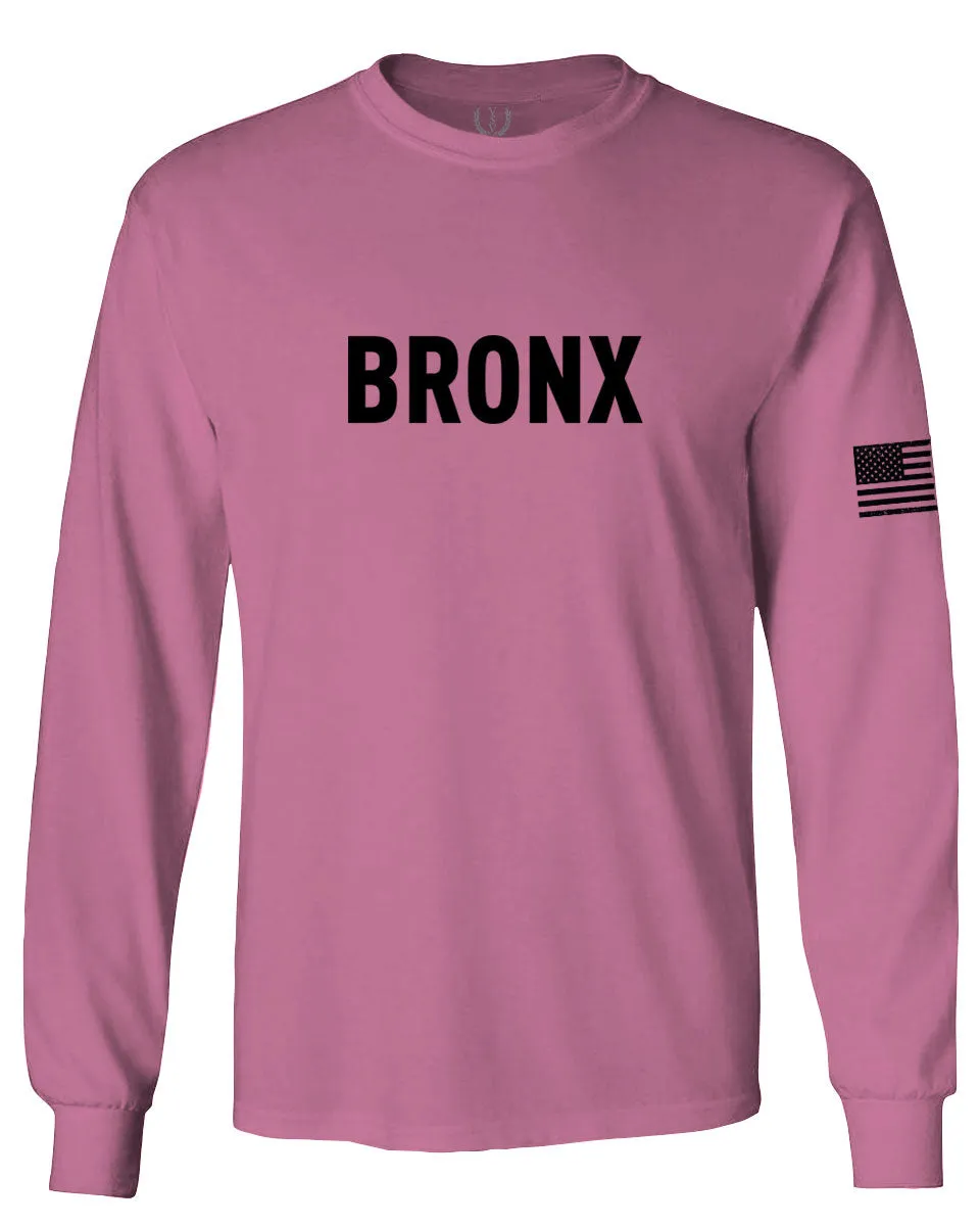 Black Fonts New York Bronx NYC Cool City Street wear mens Long sleeve t shirt