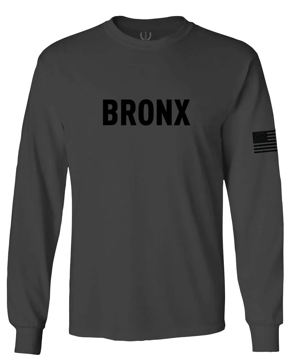 Black Fonts New York Bronx NYC Cool City Street wear mens Long sleeve t shirt