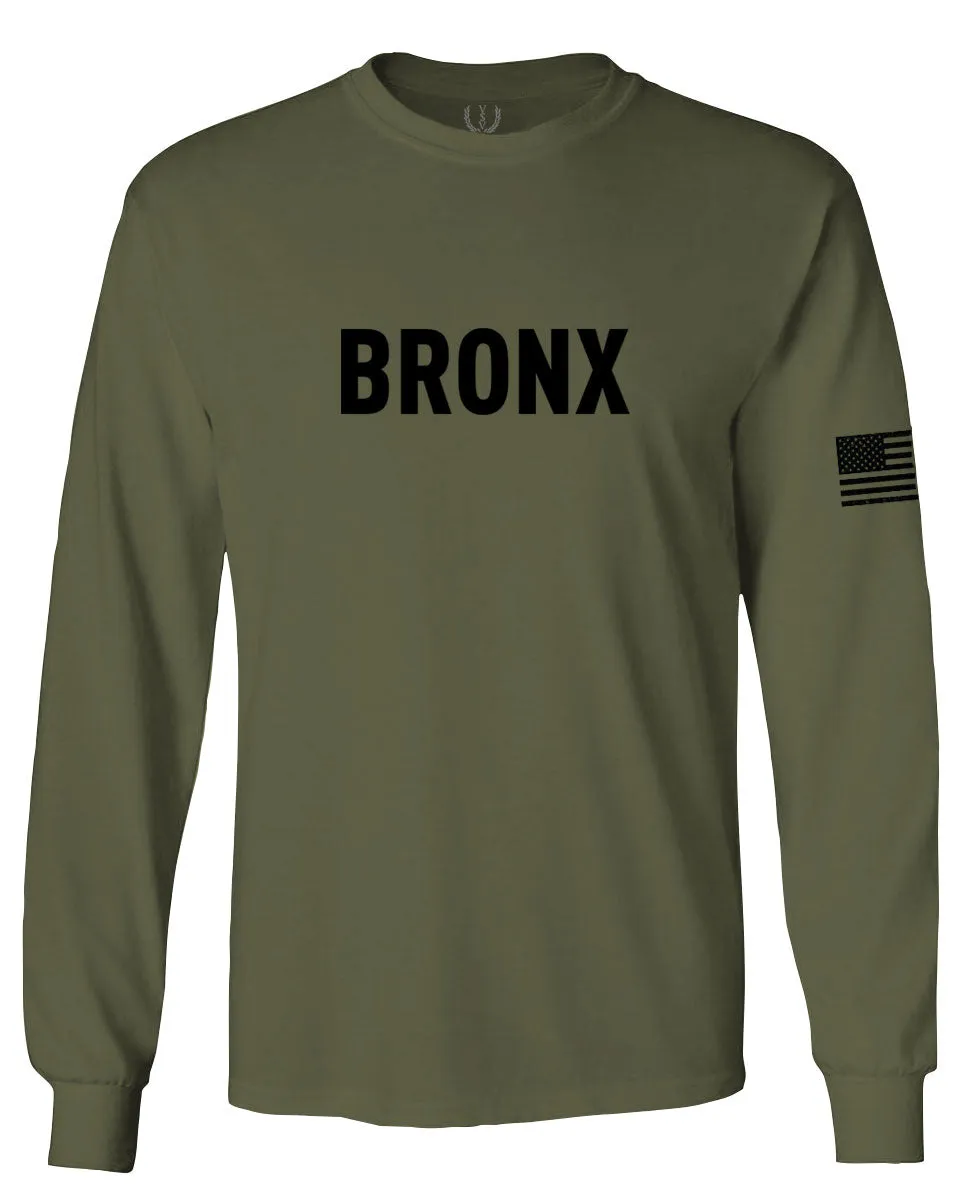 Black Fonts New York Bronx NYC Cool City Street wear mens Long sleeve t shirt