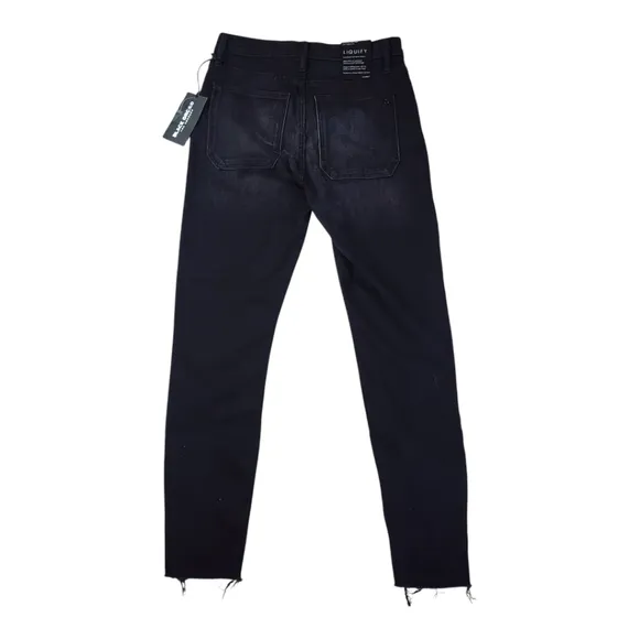 Black Orchid Liquify High Rise Button Fly Skinny Jeans Raw Hem Size 27 NEW