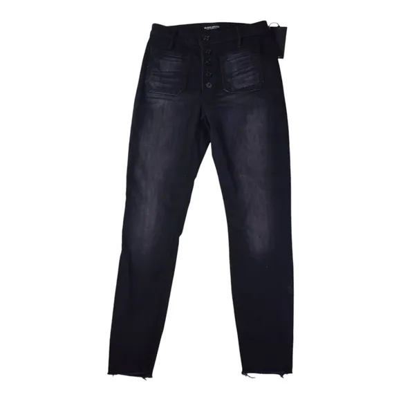 Black Orchid Liquify High Rise Button Fly Skinny Jeans Raw Hem Size 27 NEW