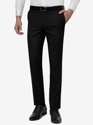 Black Solid Slim Fit Formal Trouser | Metal