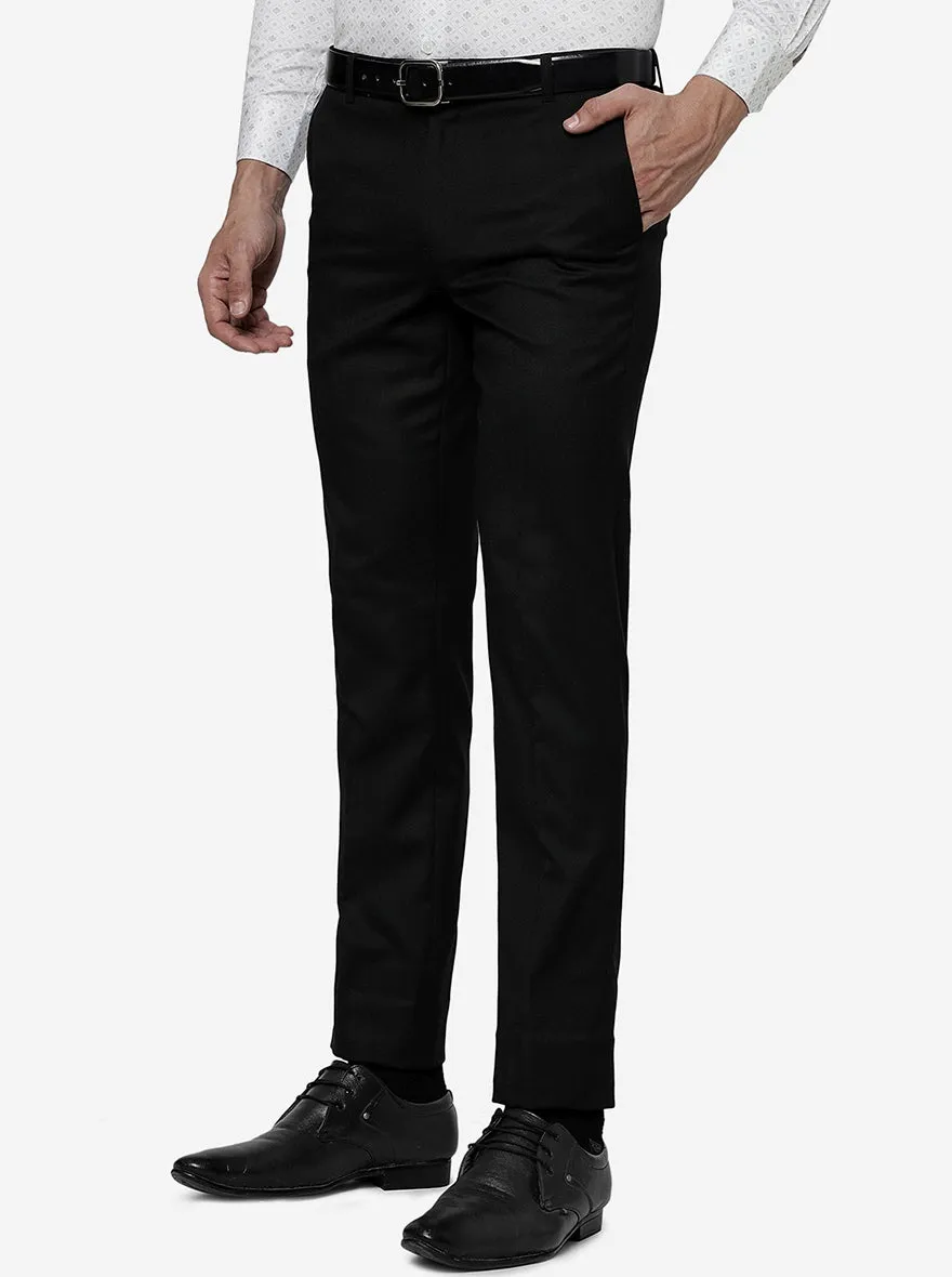 Black Solid Slim Fit Formal Trouser | Metal
