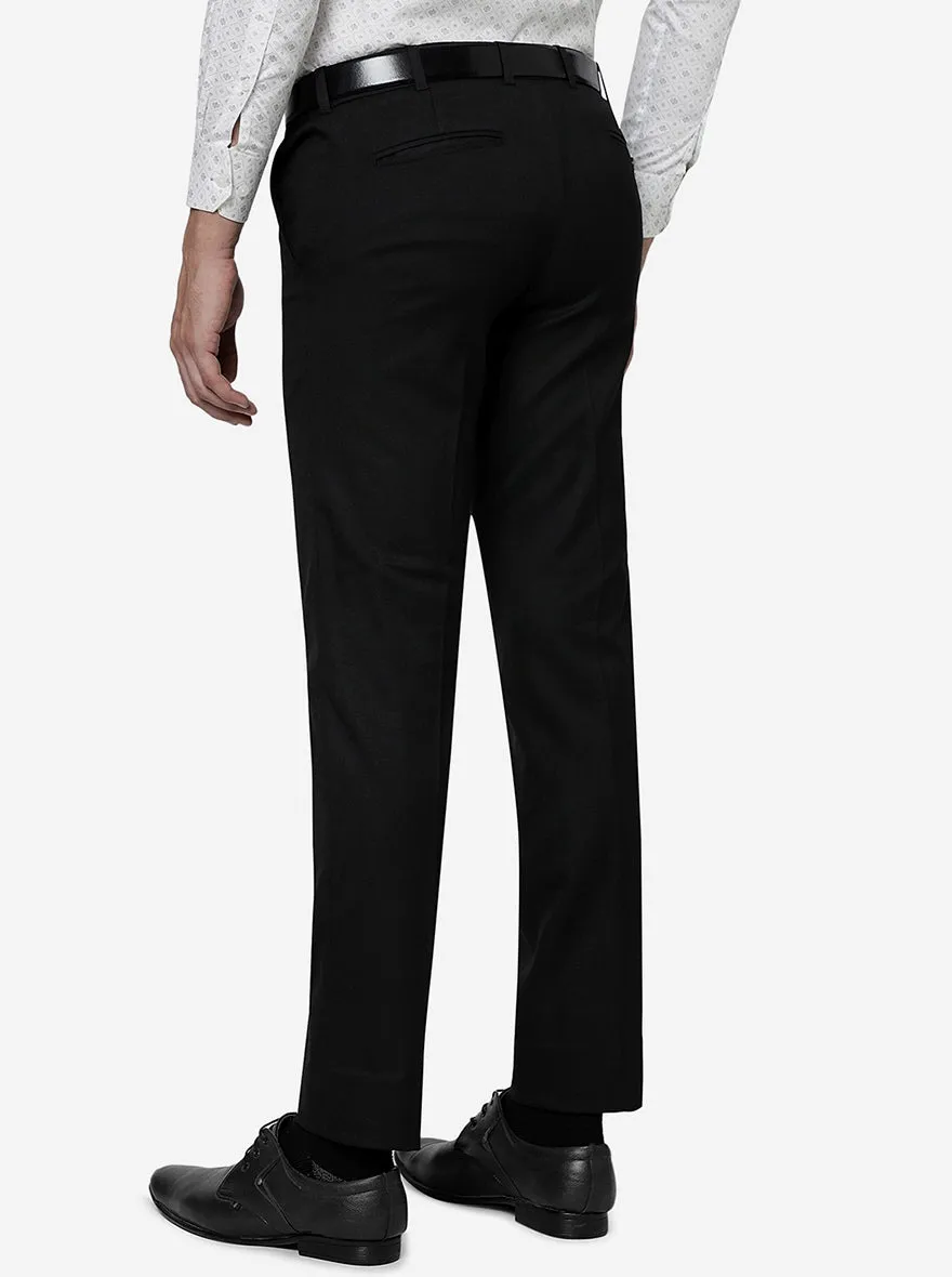 Black Solid Slim Fit Formal Trouser | Metal