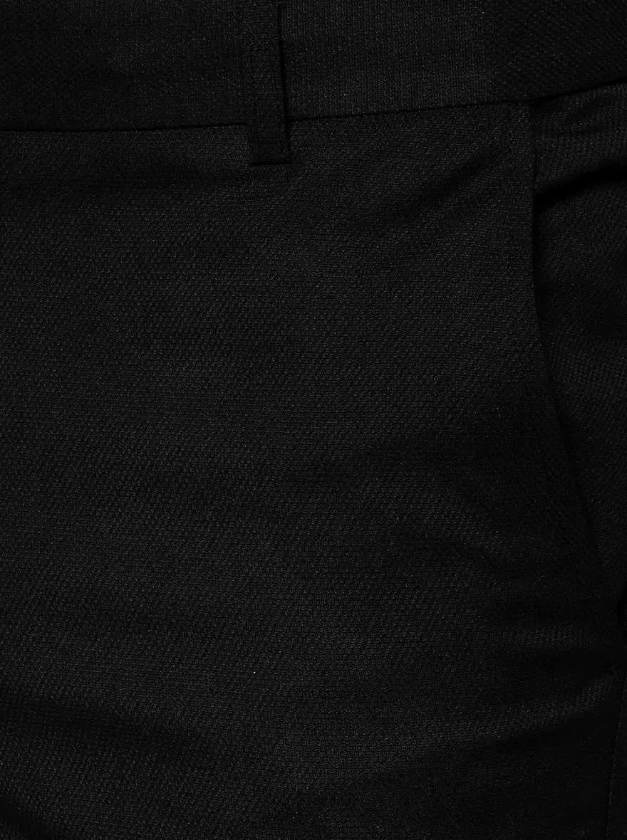 Black Solid Slim Fit Formal Trouser | Metal