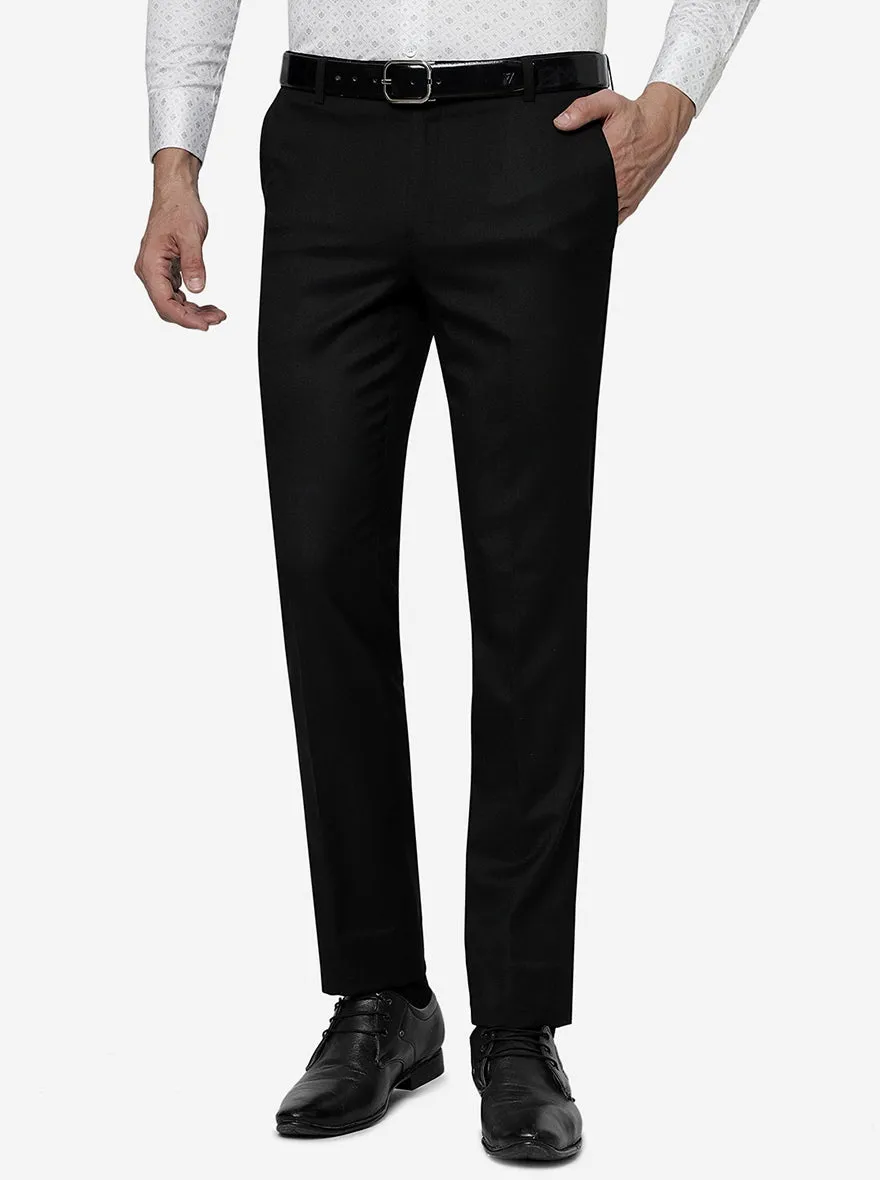 Black Solid Slim Fit Formal Trouser | Metal