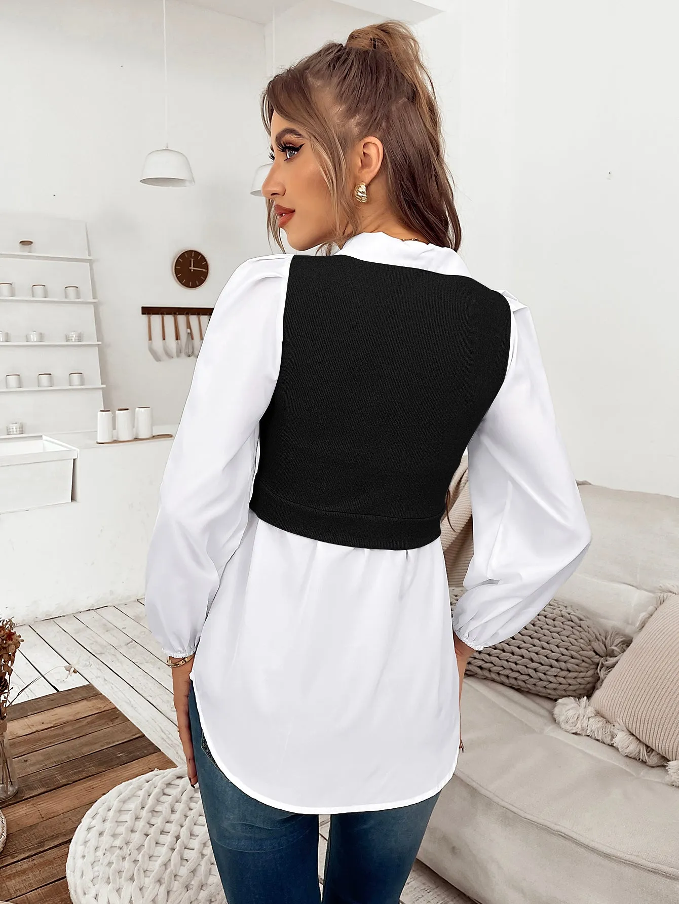 Black Towfer Detail Shirt
