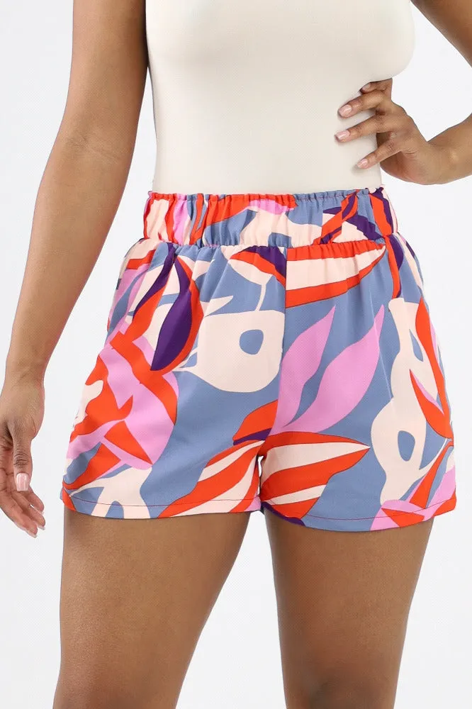 Blooming Lily Mini Ruffle Pocket Shorts -Orange