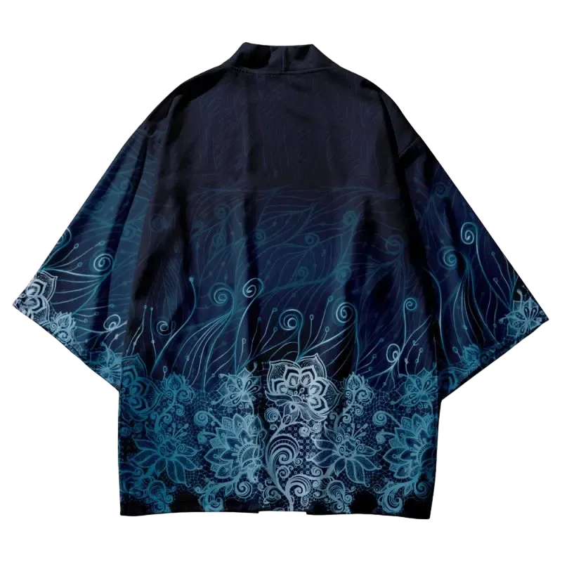 Blue Flower Ocean Yukata Top