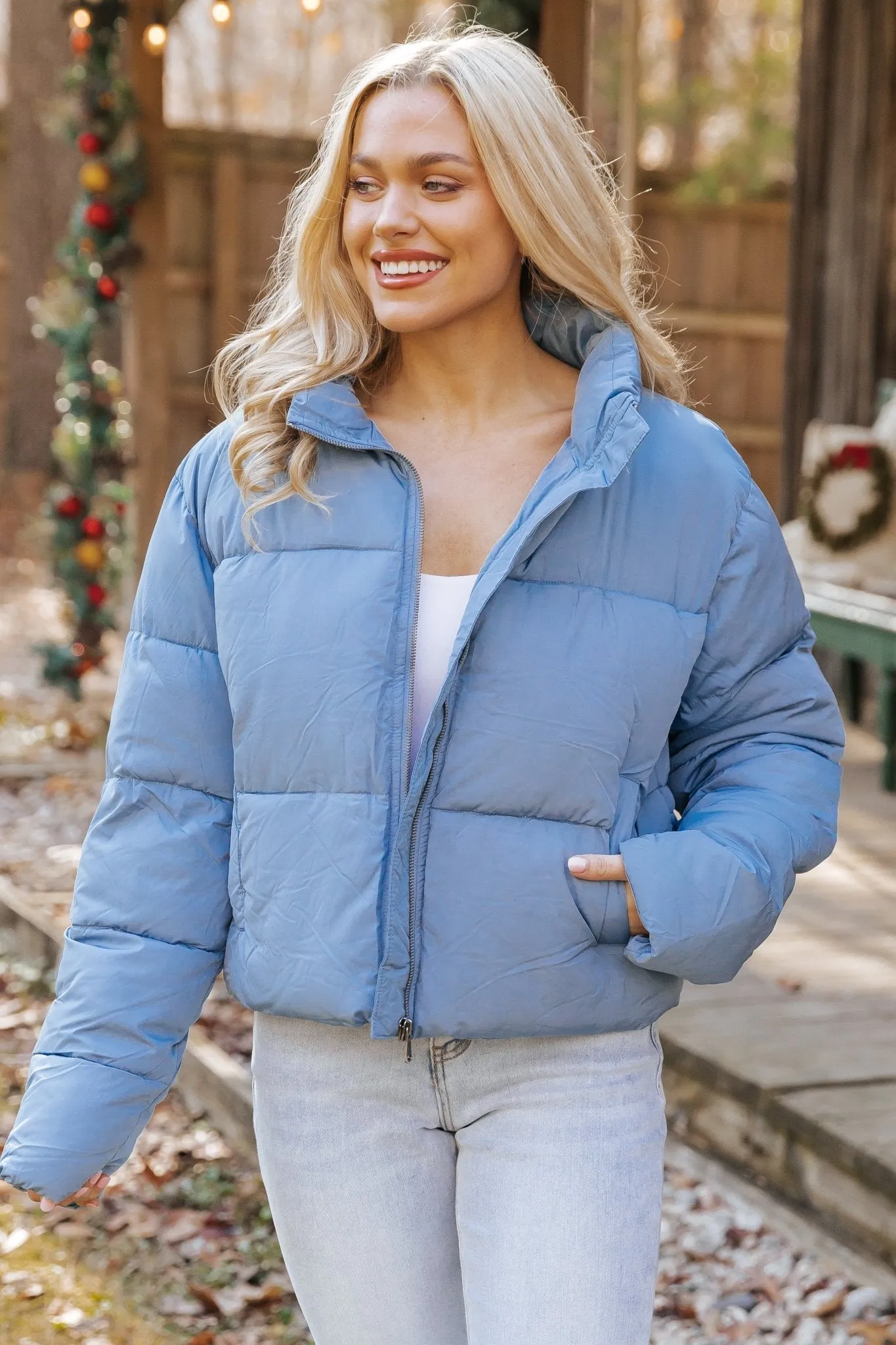 Blue Quilted Puffer Jacket - FINAL SALE