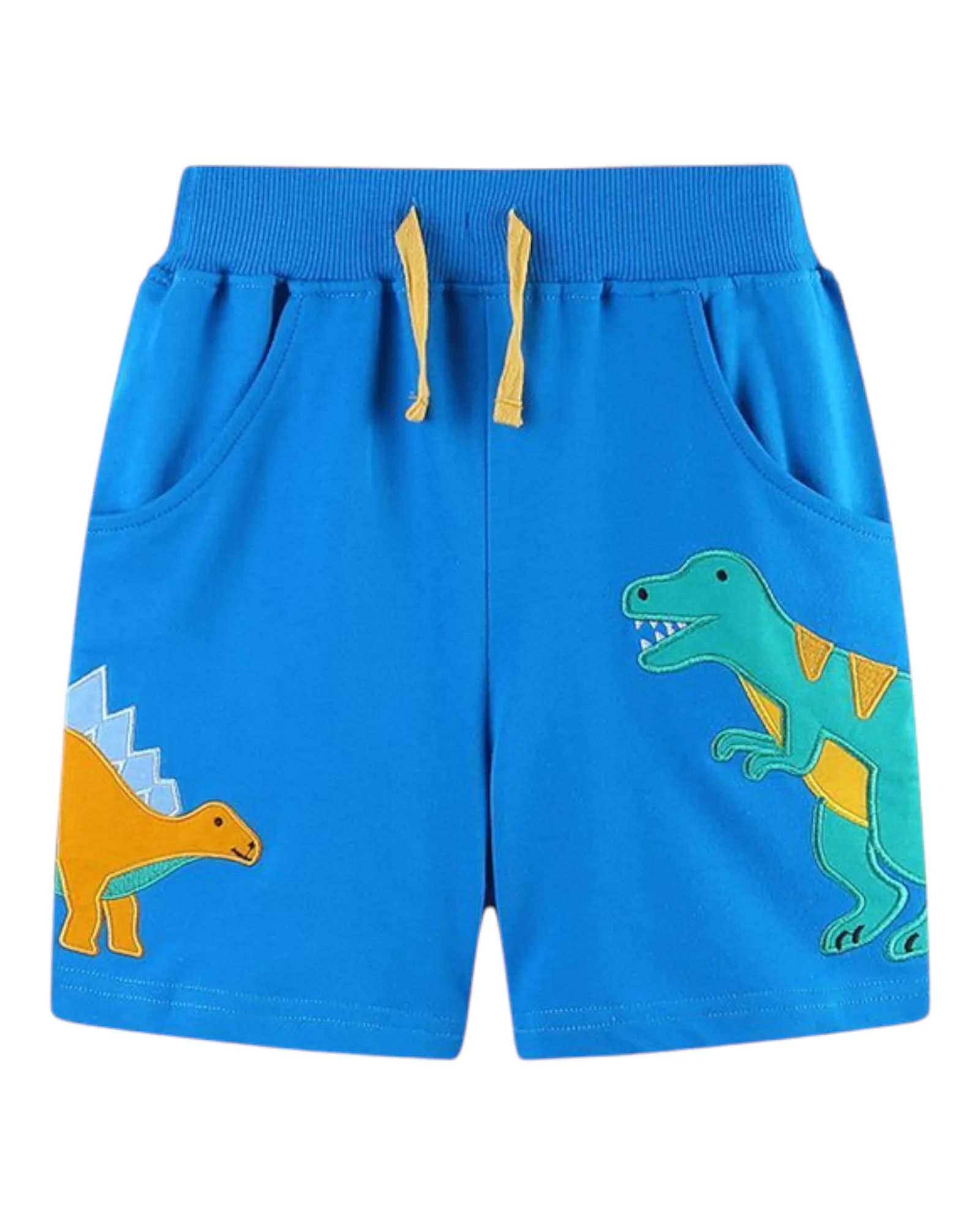 Blue Shorts with Dinosaur Patterns