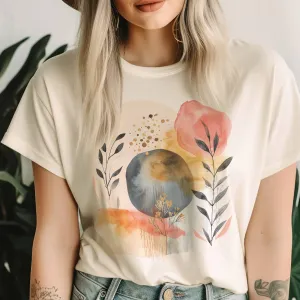 Boho Floral Bohemian Flower Vibes Graphic Tee - Sand