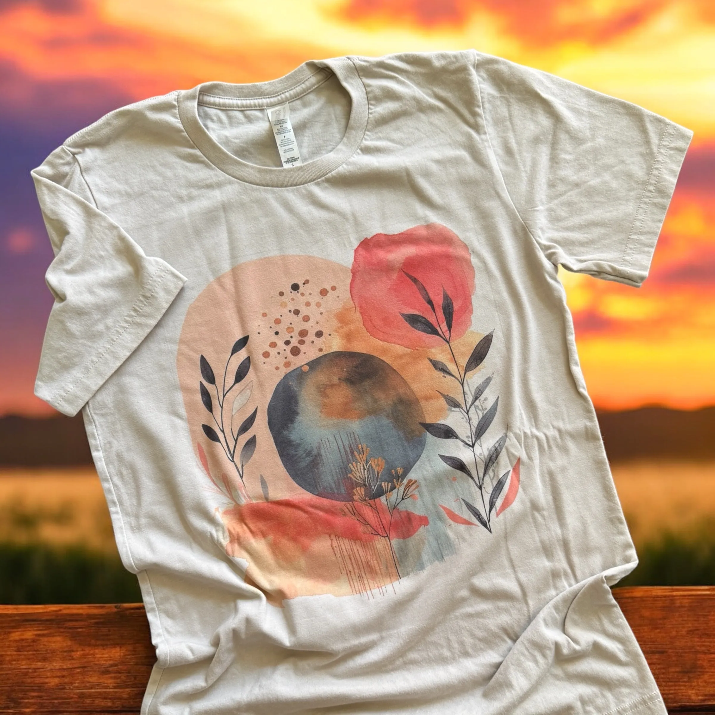 Boho Floral Bohemian Flower Vibes Graphic Tee - Sand