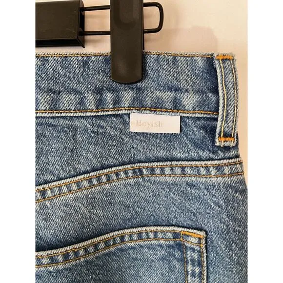 BOYISH The Tommy High Rise Straight Leg button fly Authentic Rigid Jeans size 27