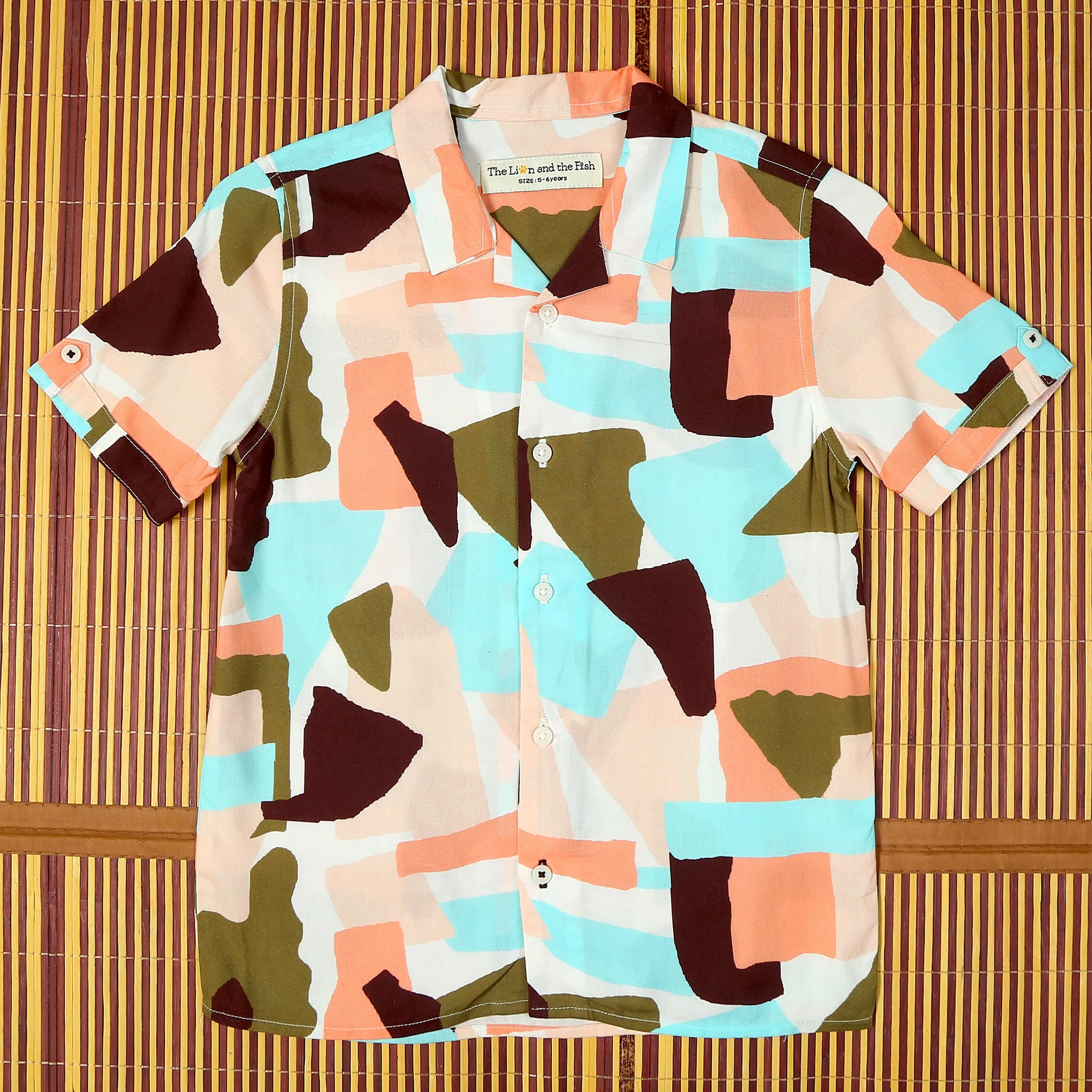 Boys Aztcc Printed Shirt Peach Maroon