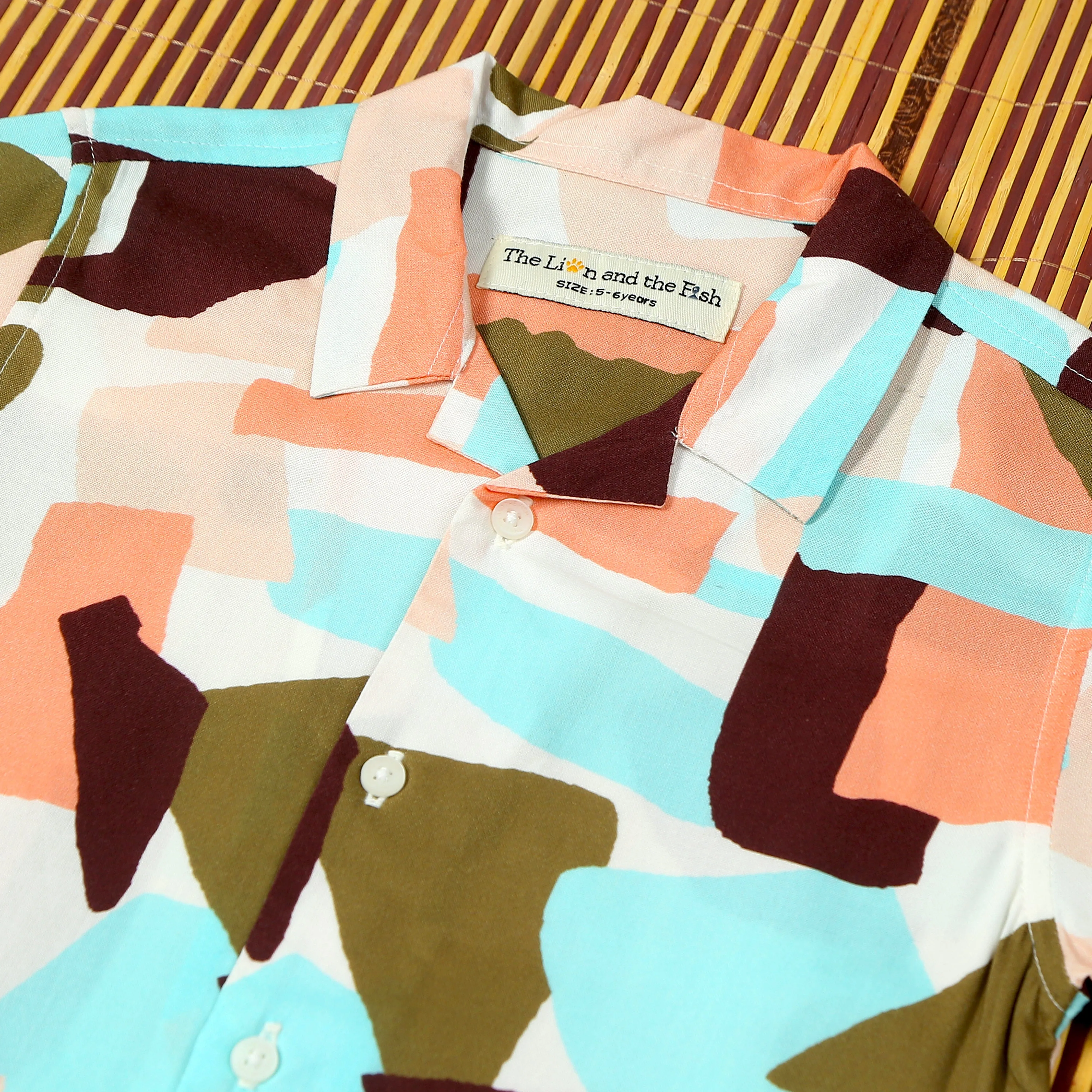 Boys Aztcc Printed Shirt Peach Maroon