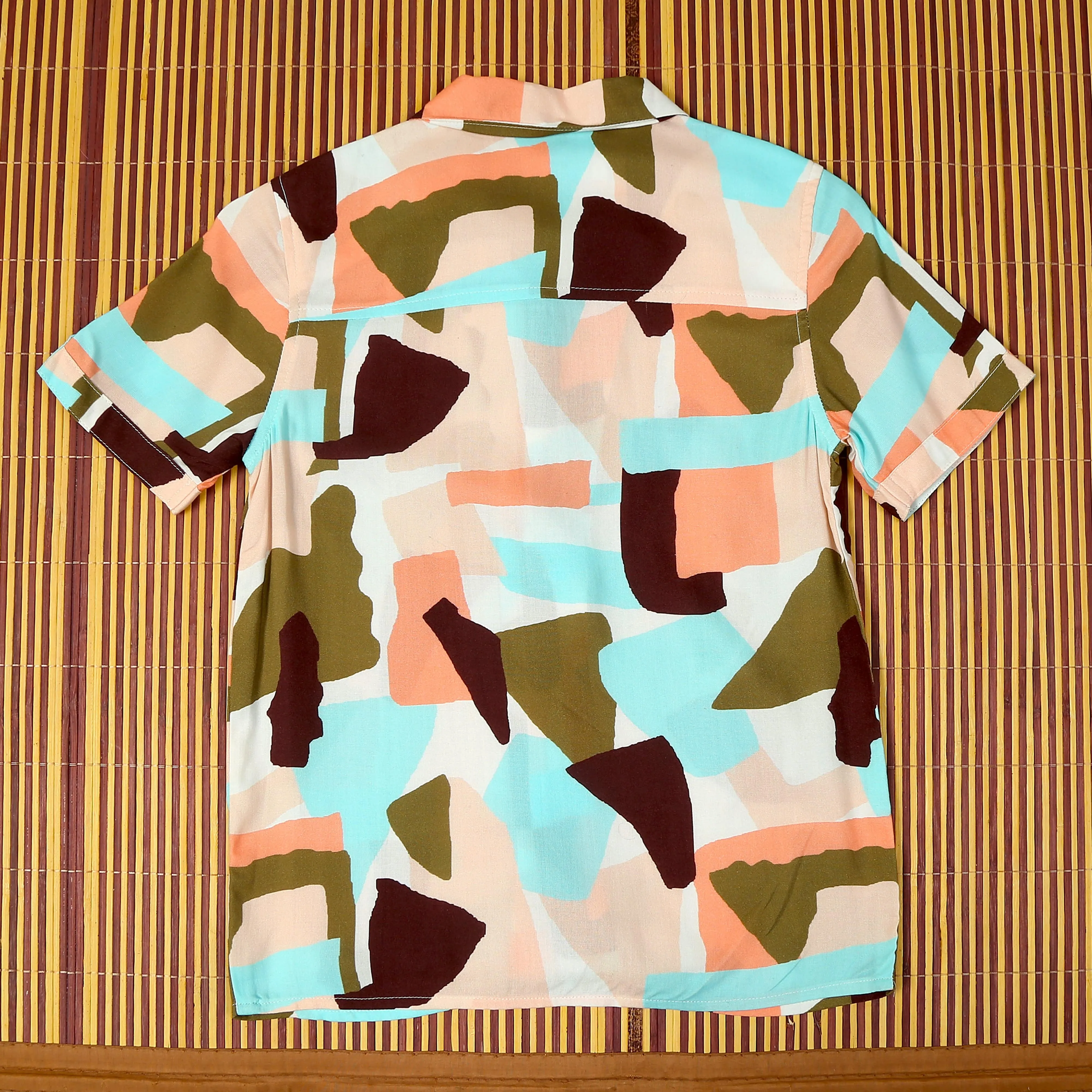 Boys Aztcc Printed Shirt Peach Maroon