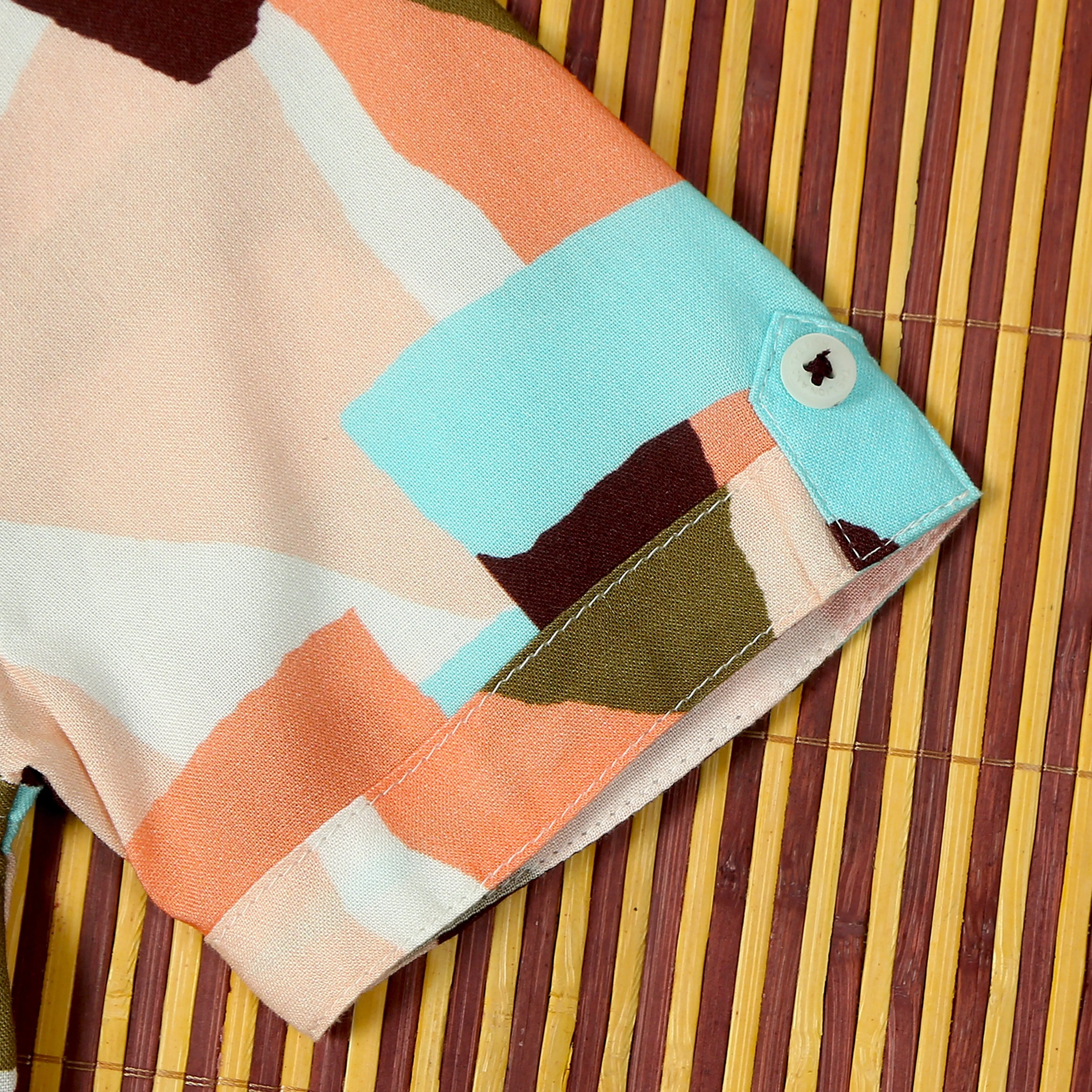 Boys Aztcc Printed Shirt Peach Maroon