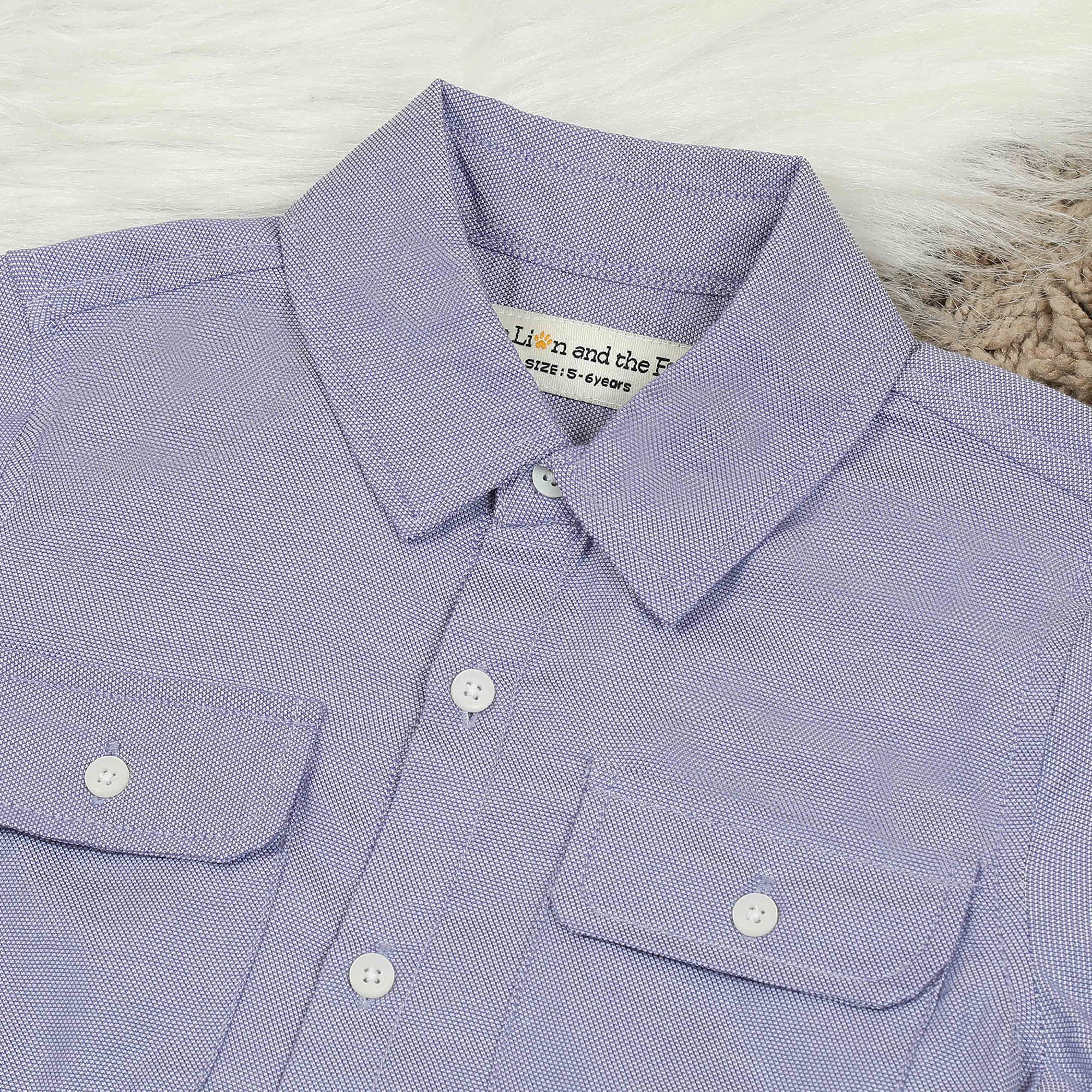 Boys Double Pocket Solid Shirt Indigo Blue