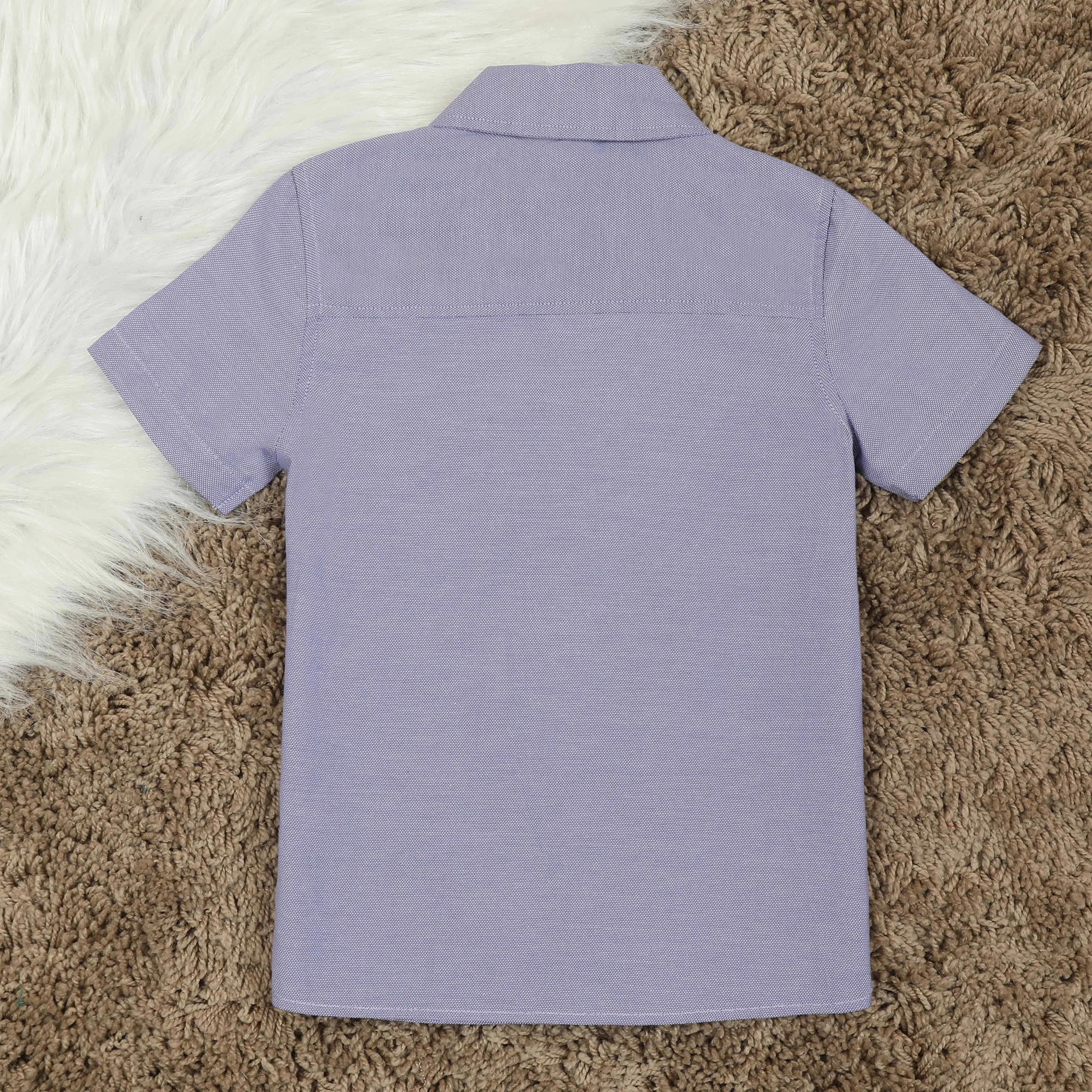 Boys Double Pocket Solid Shirt Indigo Blue