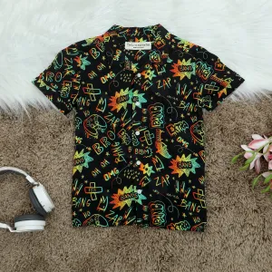 Boys Game Print Shirt Black Neon