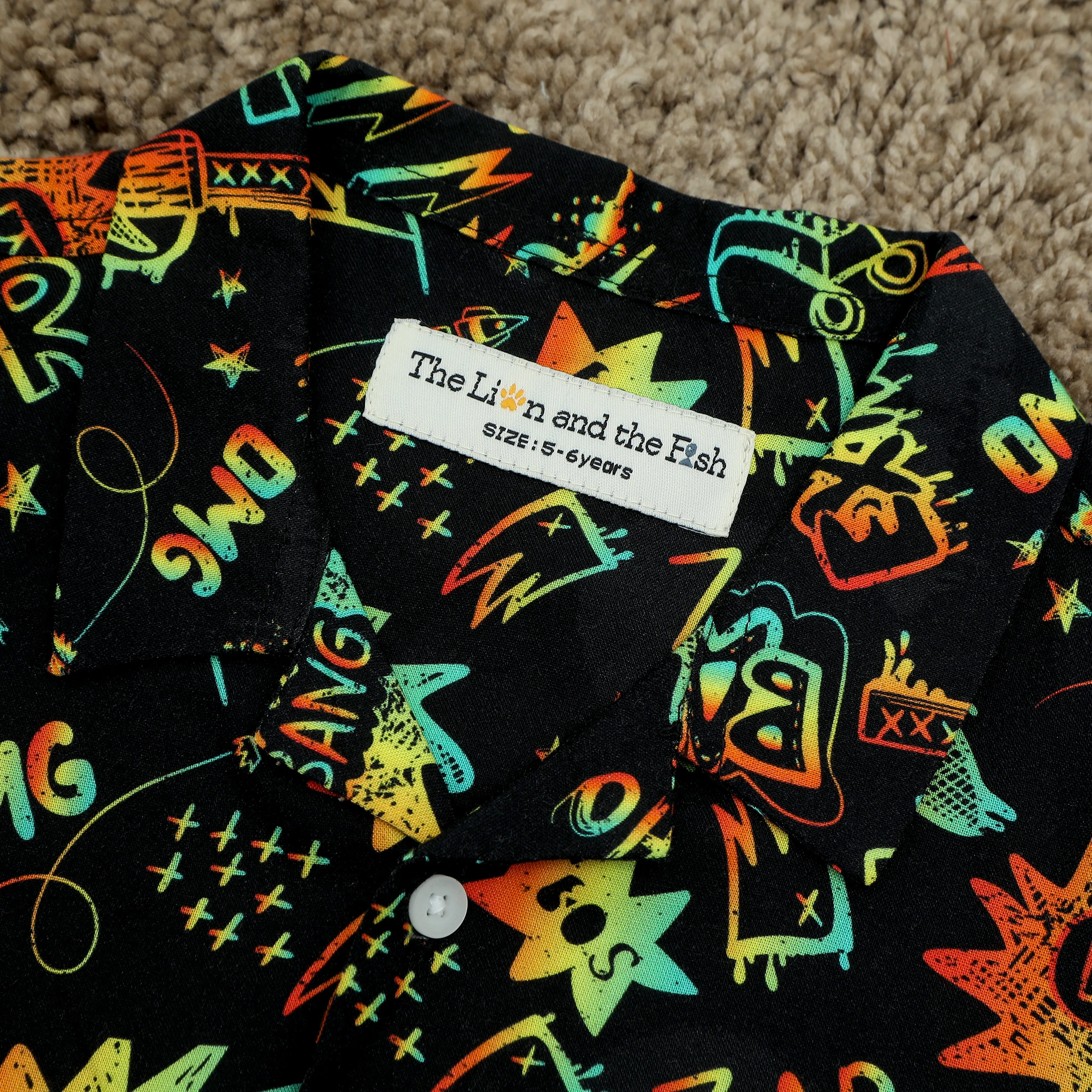Boys Game Print Shirt Black Neon