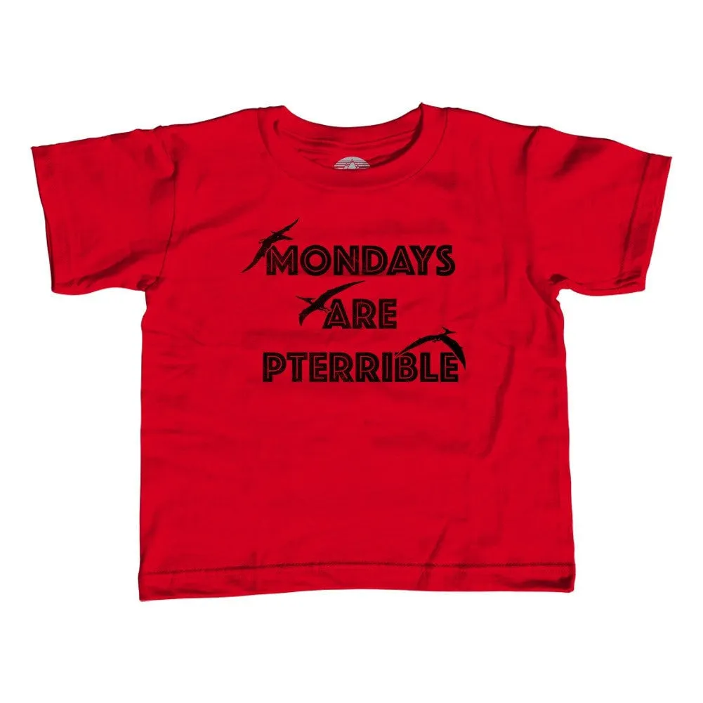 Boy's Mondays Are Pterrible T-Shirt Funny Dinosaur Shirt