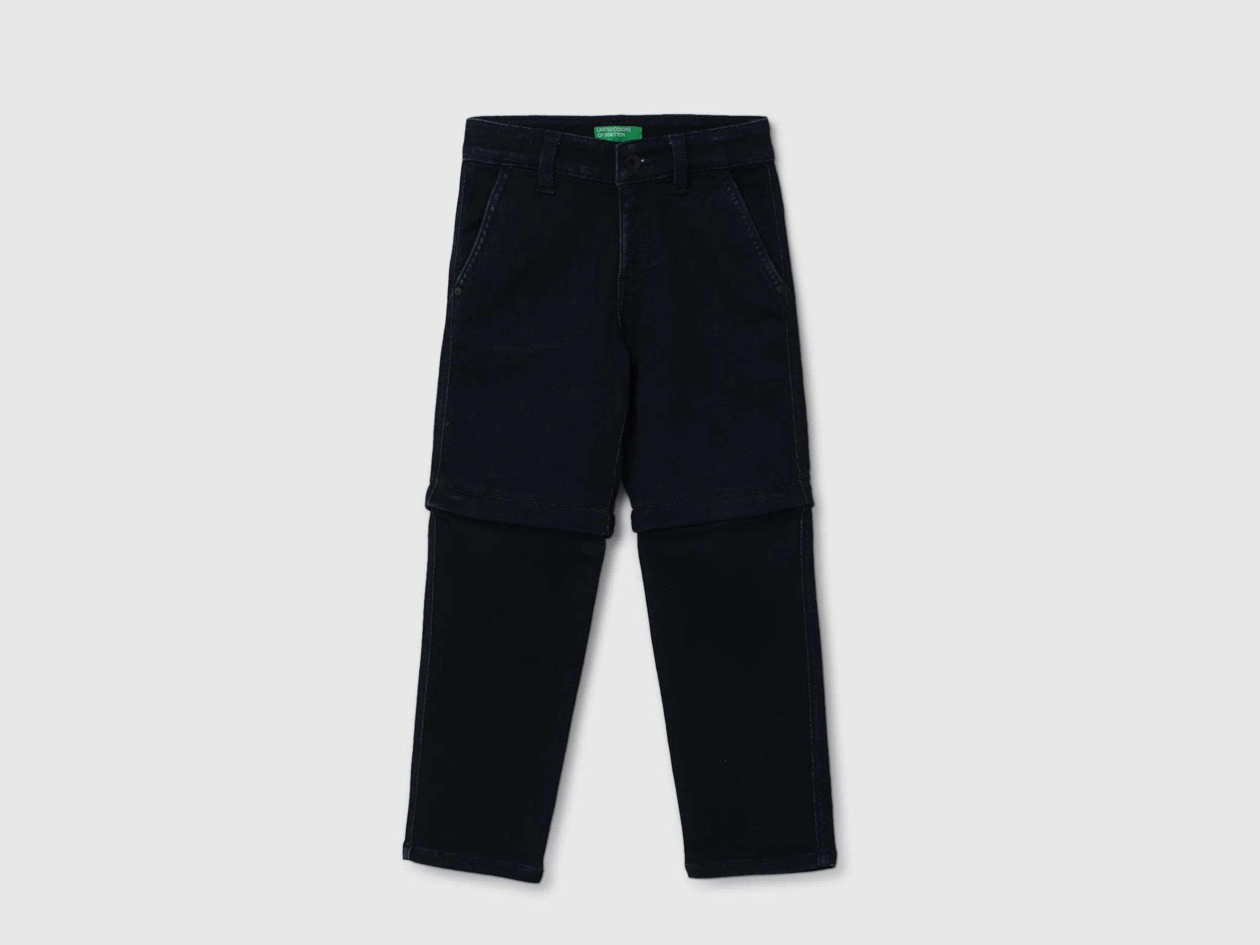 Boy's Solid Straight Fit Convertible Jeans