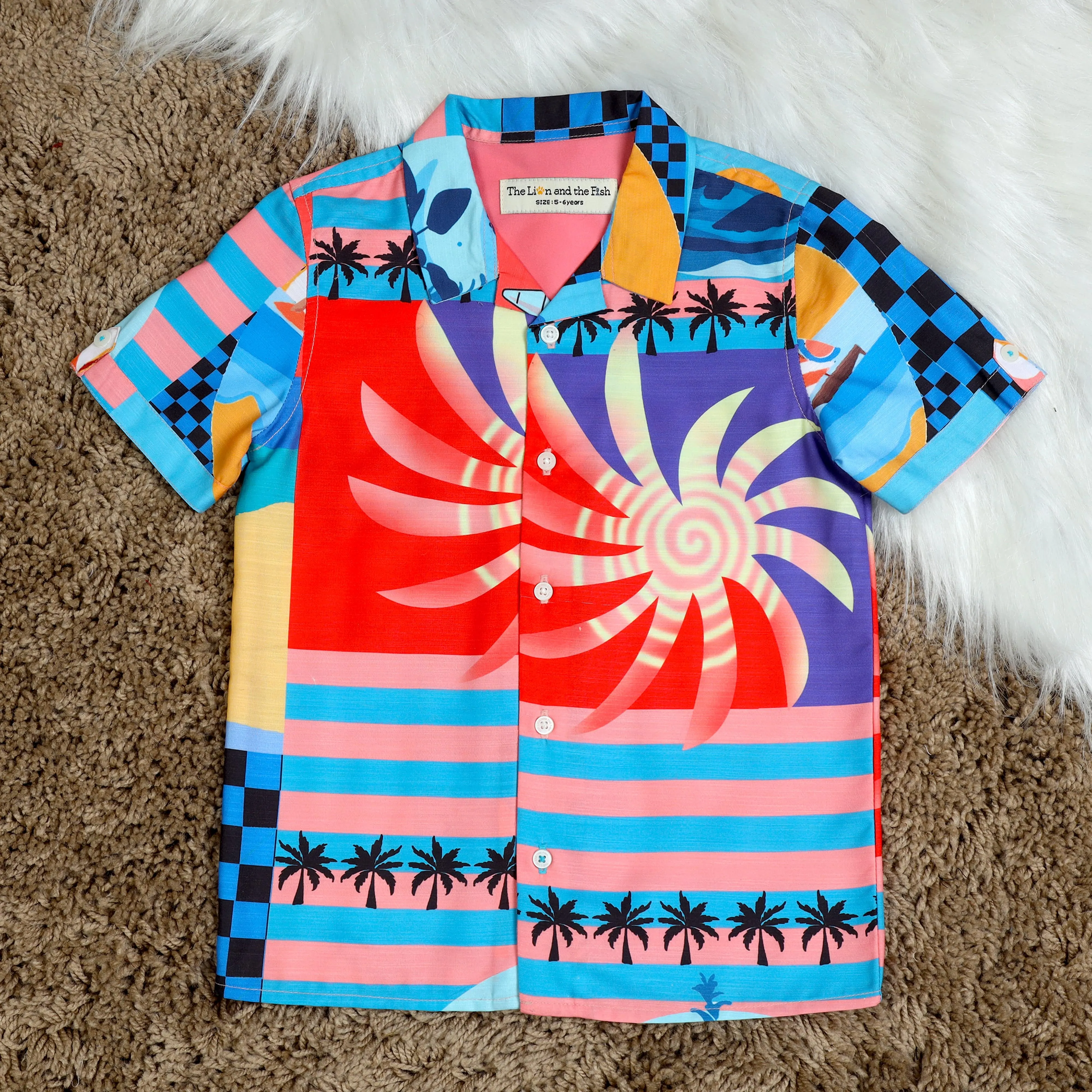 Boys Sun Printed Shirt Cobalt Blue