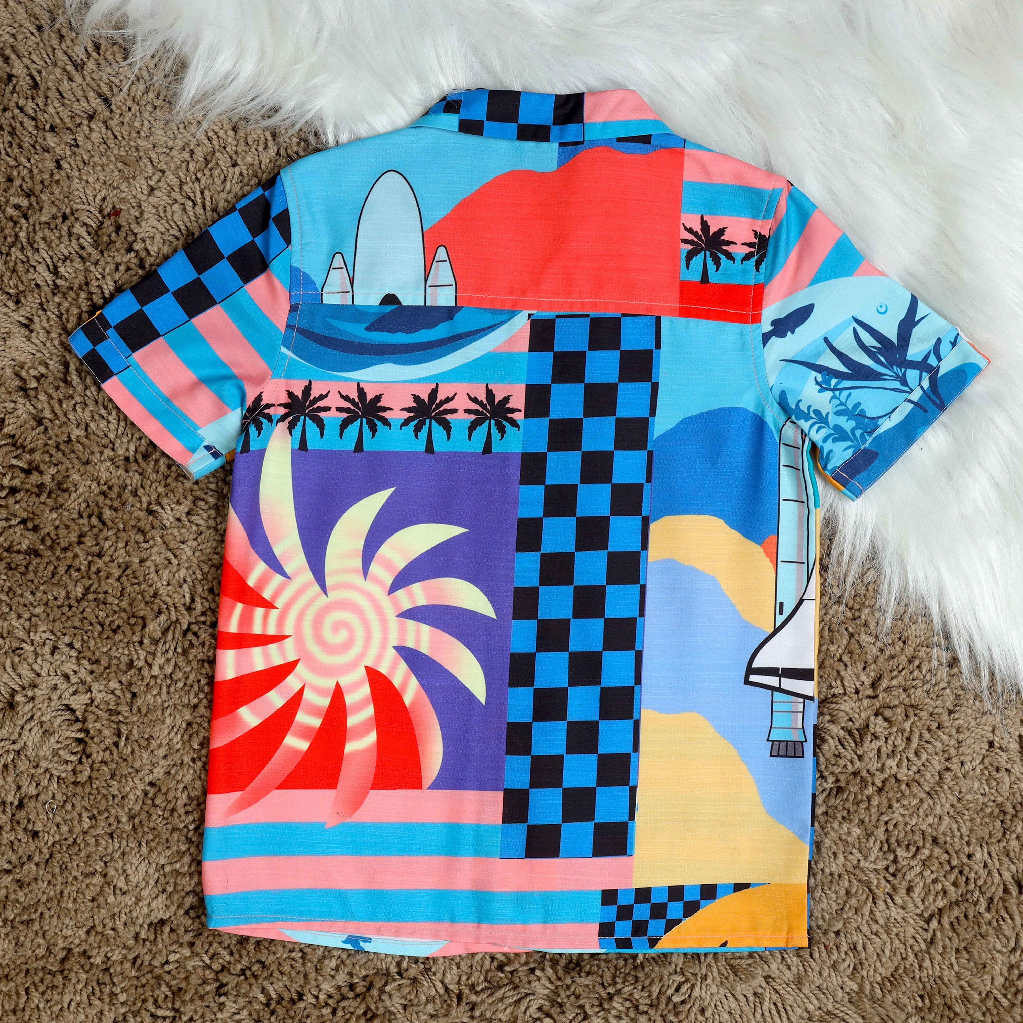 Boys Sun Printed Shirt Cobalt Blue