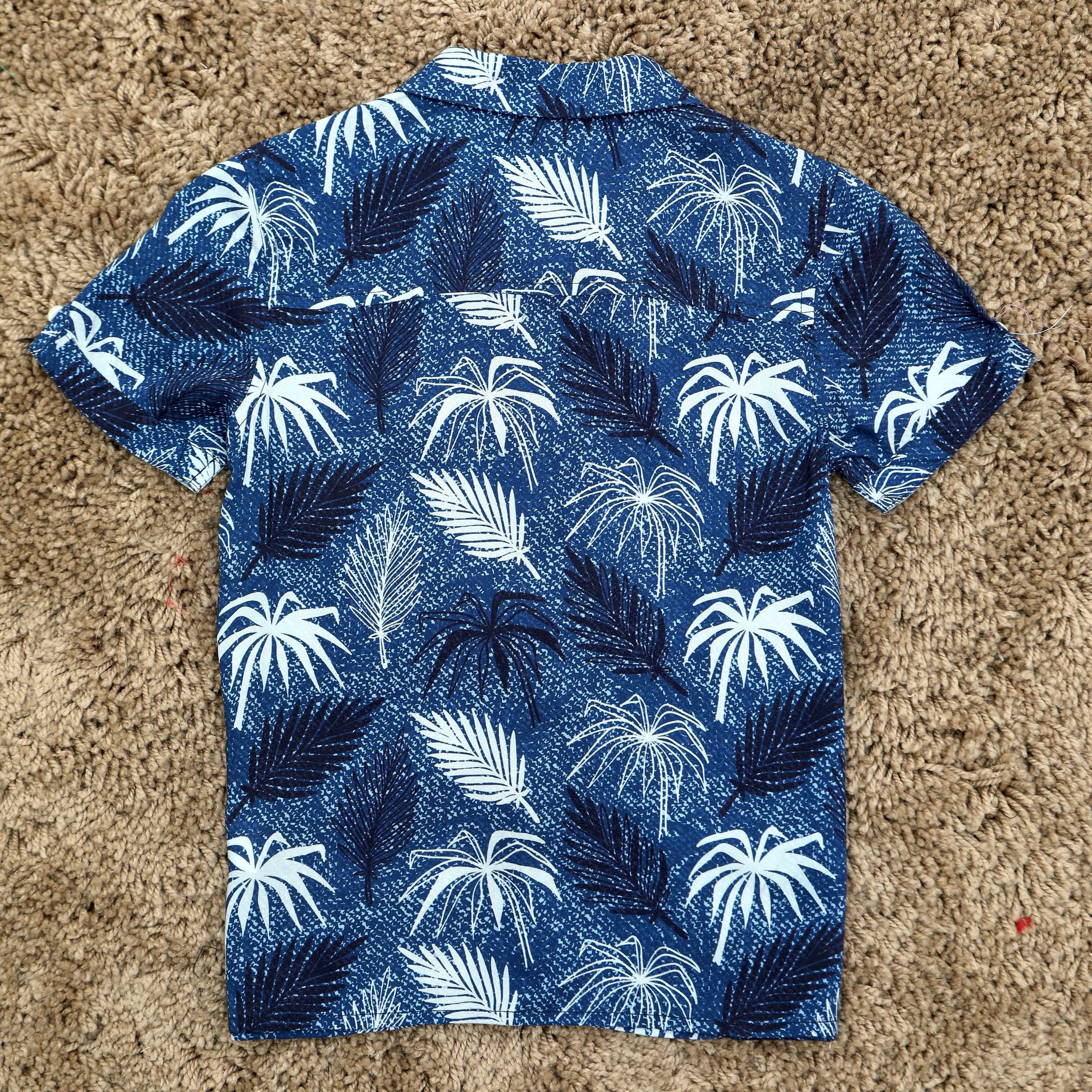 Boys Tree Print Shirt Navy Blue