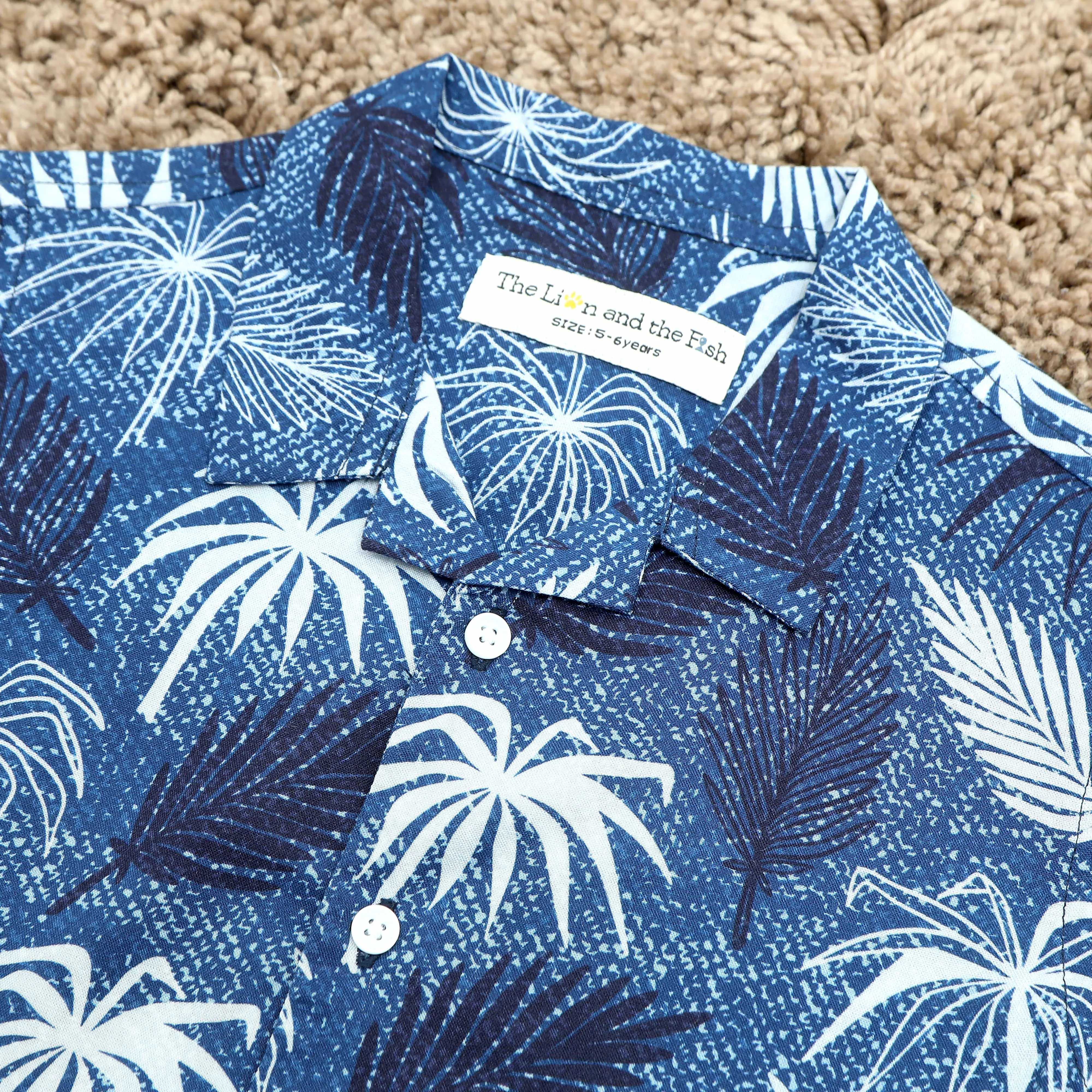 Boys Tree Print Shirt Navy Blue