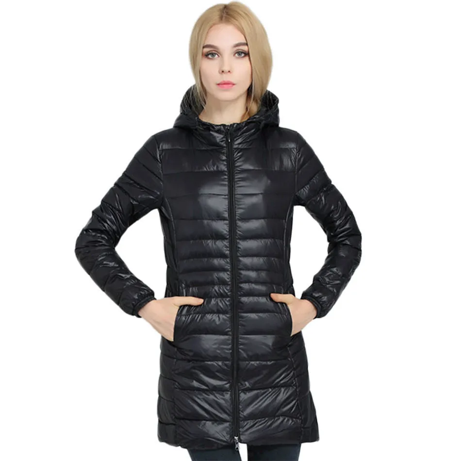 Brand Ladies Long Spring Autumn Overcoat Women Ultra Light 90% White Duck Down Coat With Bag ladies' Jackets