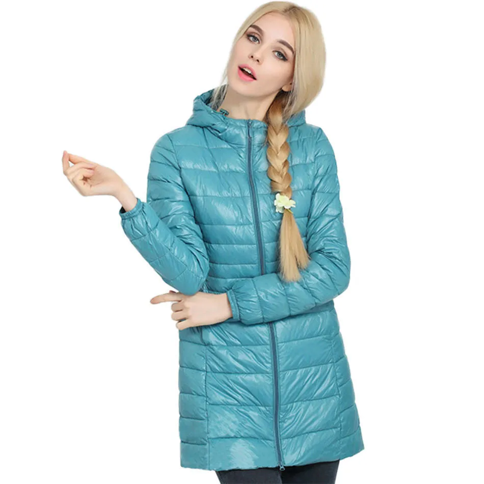 Brand Ladies Long Spring Autumn Overcoat Women Ultra Light 90% White Duck Down Coat With Bag ladies' Jackets
