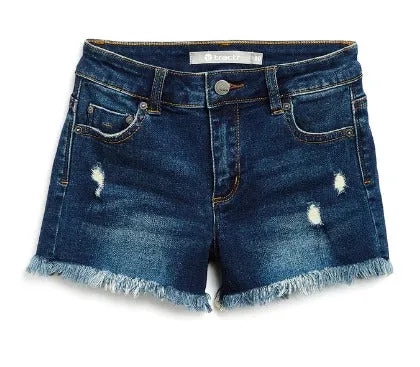 Brittany Dark wash - 5 Pockets Fray Shorts With Destruction