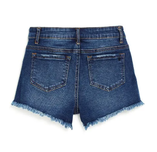 Brittany Dark wash - 5 Pockets Fray Shorts With Destruction