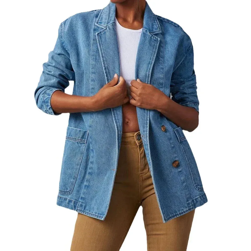 Brooke - Lässiger Herbst Jeansblazer mit Knopftaschen für Damen