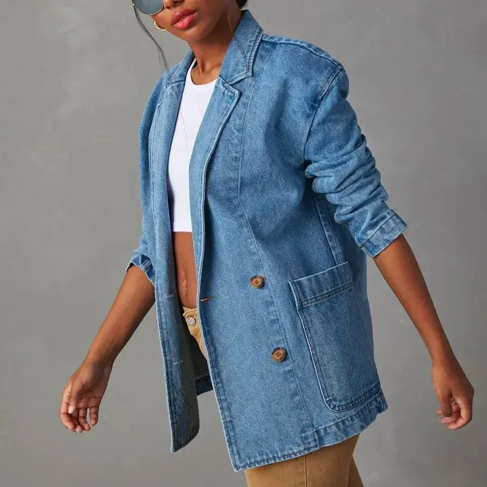 Brooke - Lässiger Herbst Jeansblazer mit Knopftaschen für Damen