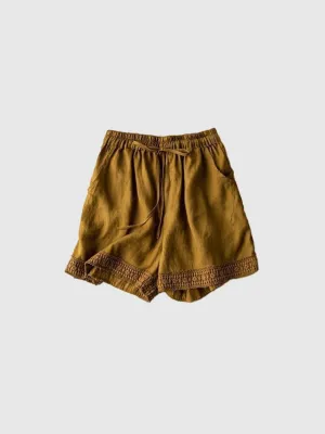 Brown Lace Detailed Shorts