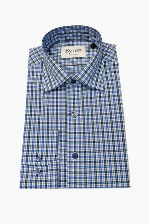 Byron Navy Tattersal Performance Shirt Big and Tall